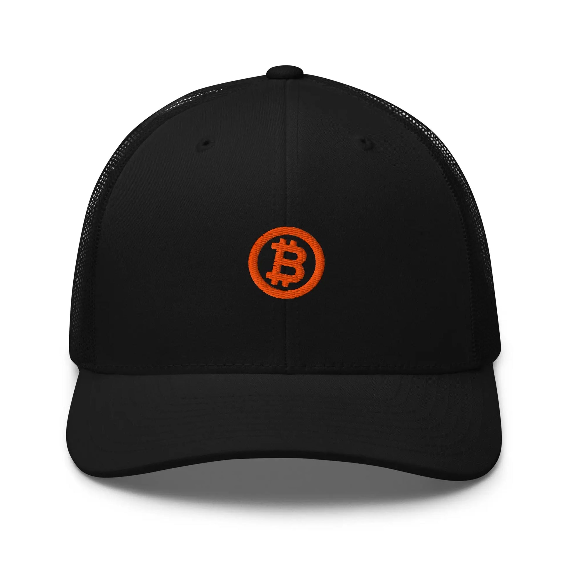 bitcoin trucker hat - bitcoin circle - front view - black