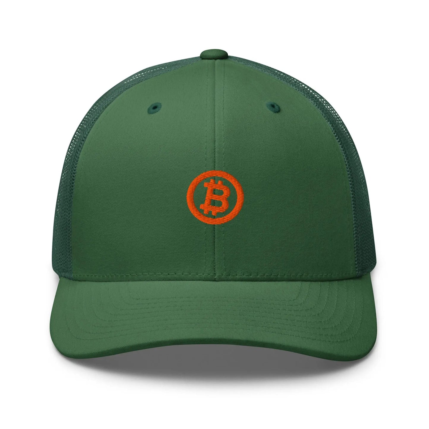 bitcoin trucker hat - bitcoin circle - front view - green