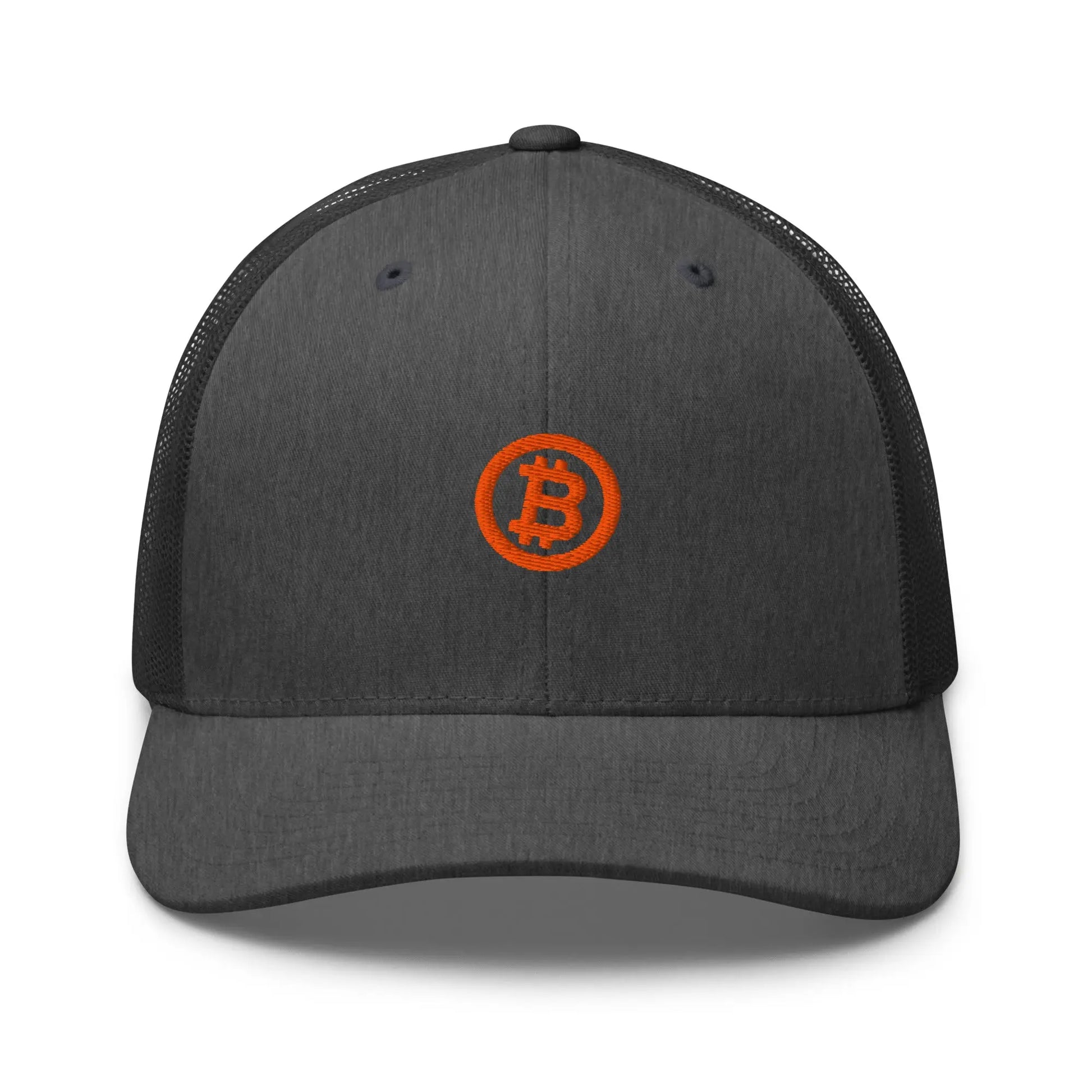 bitcoin trucker hat - bitcoin circle - front view - heather grey
