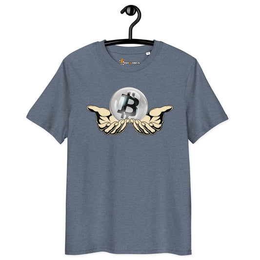 Bitcoin T-Shirt – Crystal Ball - on hanger - blue