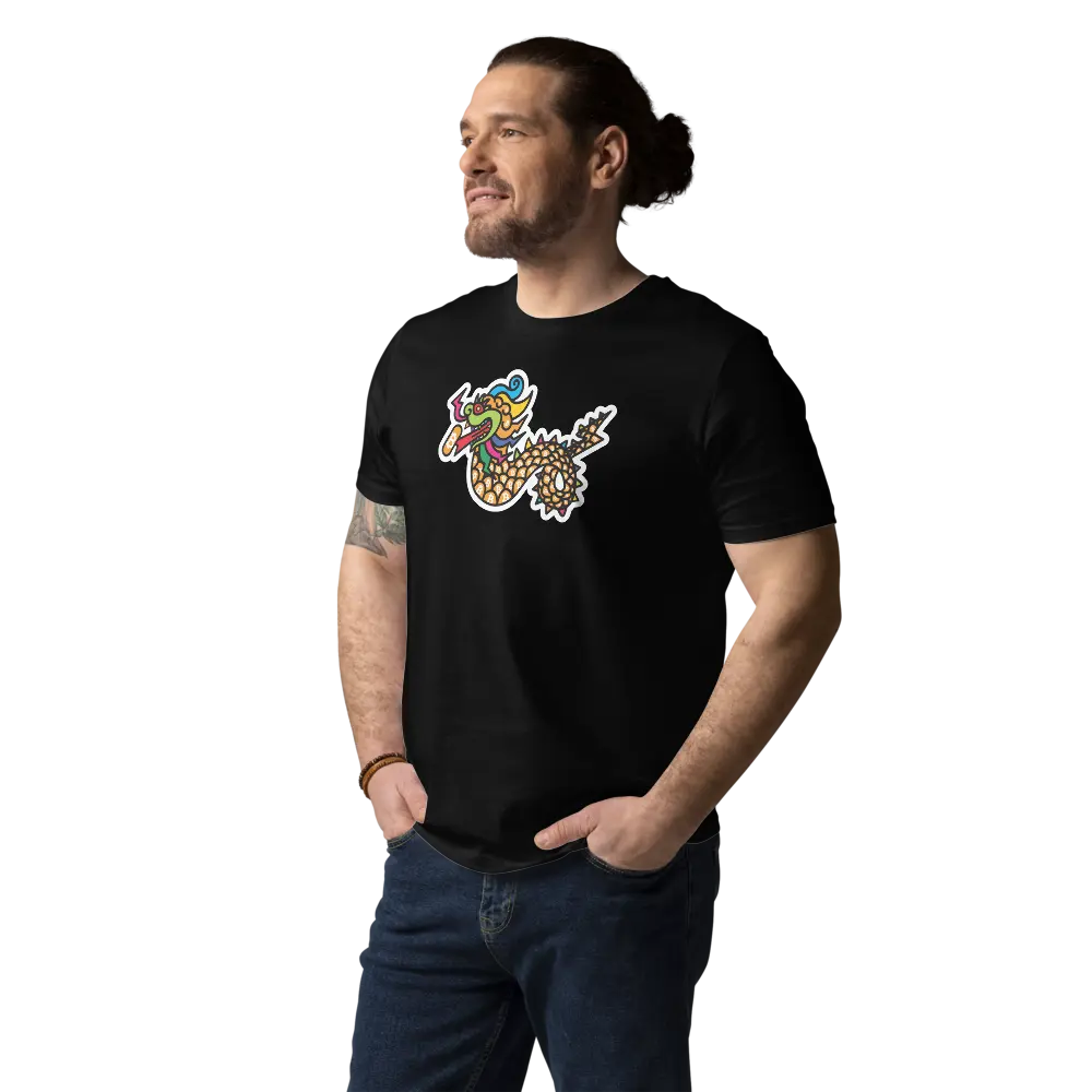 Bitcoin T-Shirt – Bitcoin Dragon - worn on male model - black color shirt