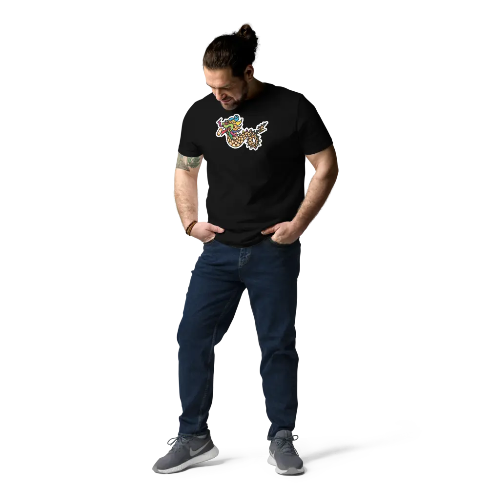 Bitcoin T-Shirt – Bitcoin Dragon - worn on standing male model - black color shirt