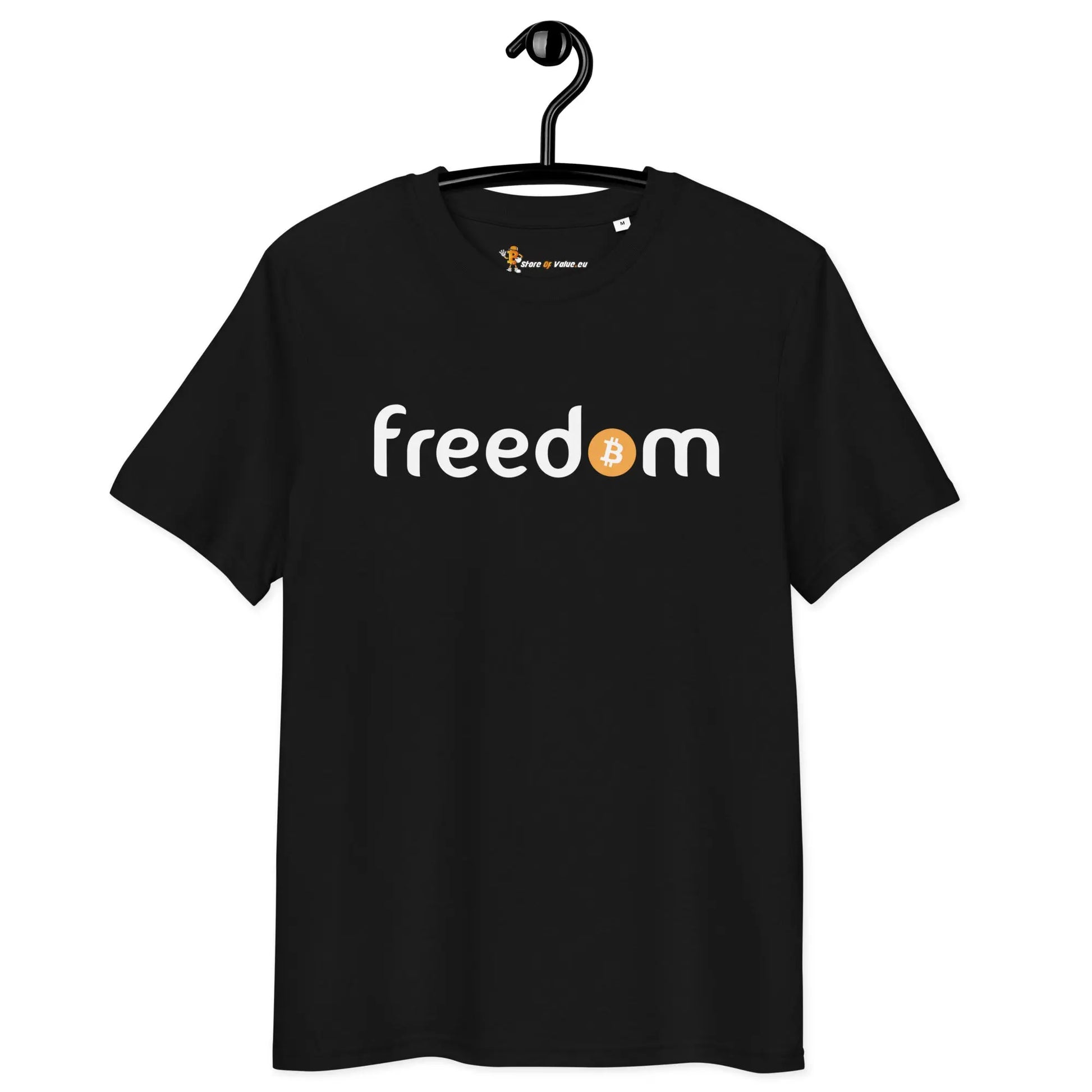 Bitcoin T-Shirt – Freedom - on hanger - black
