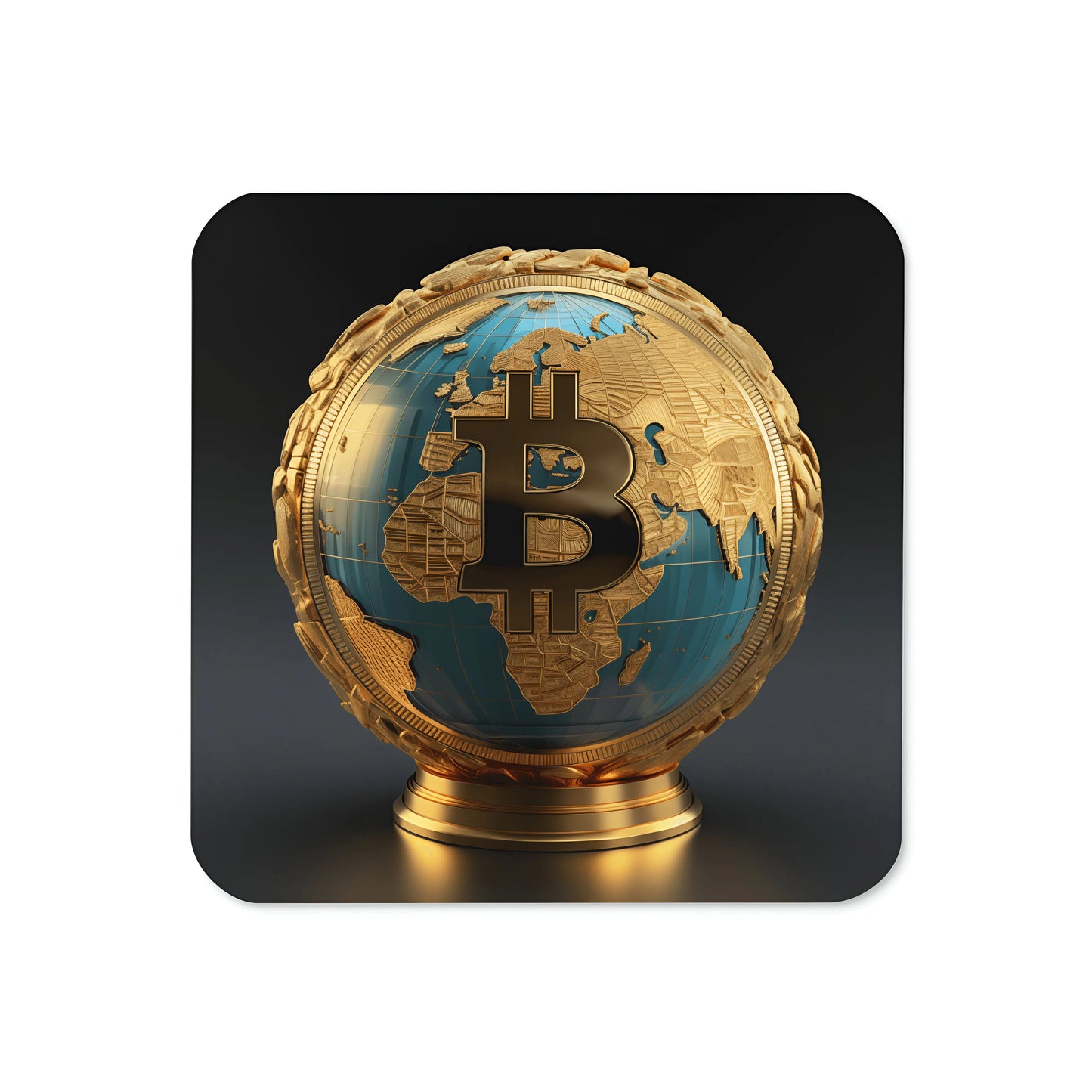Bitcoin Globe Bitcoin coaster front view