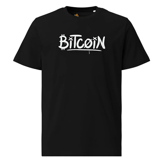 bitcoin t-shirt - bitcoin graffiti - front view - black