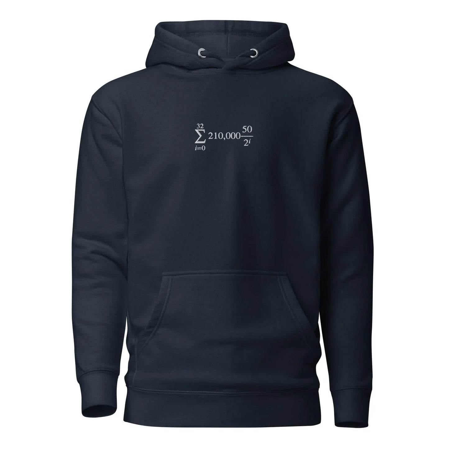 bitcoin hoodie - halving cycle formula - front view - navy blue