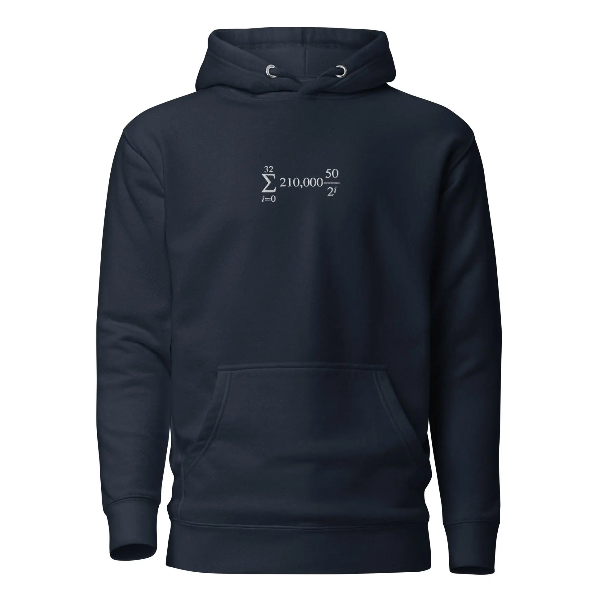 bitcoin hoodie - halving cycle formula - front view - navy blue