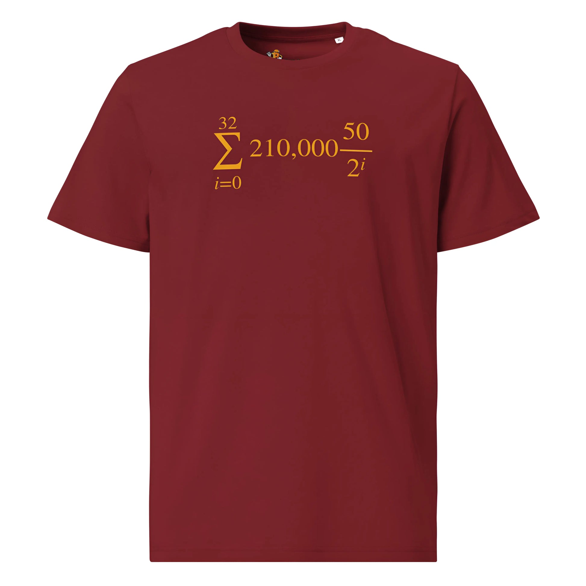 bitcoin t-shirt - bitcoin halving formula - front view - red
