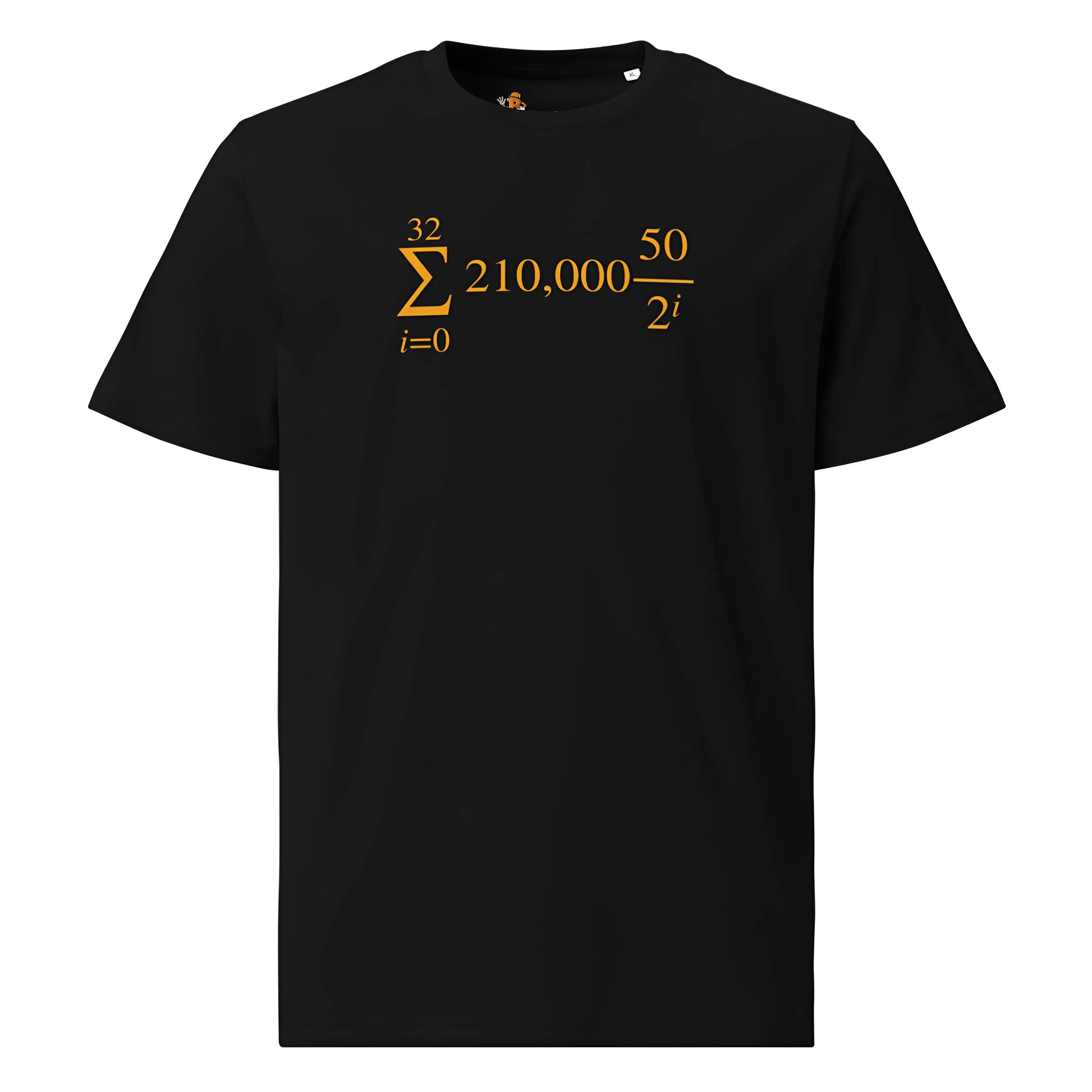 bitcoin t-shirt - bitcoin halving formula - front view - black