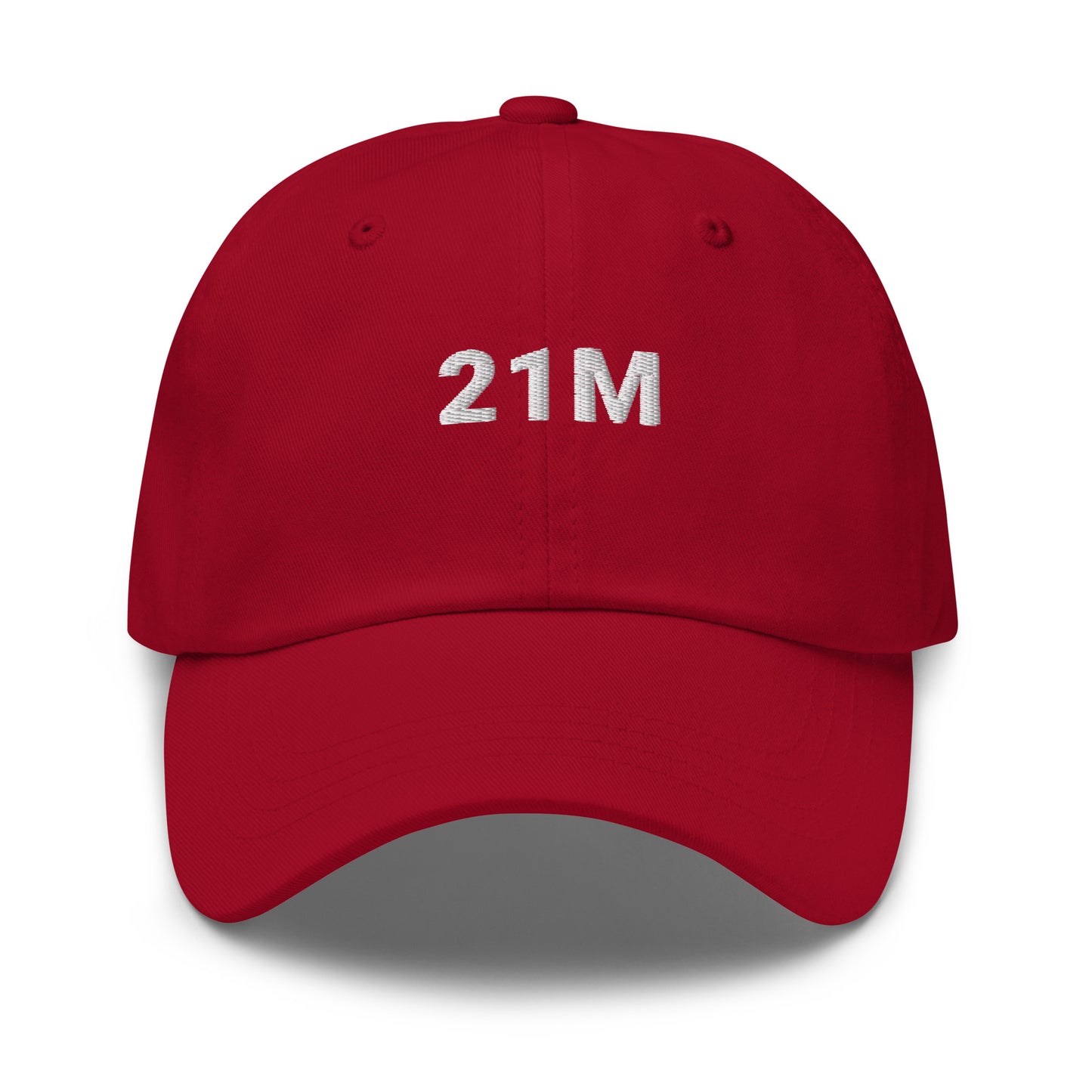 bitcoin hat - 21m - front view - cranberry red