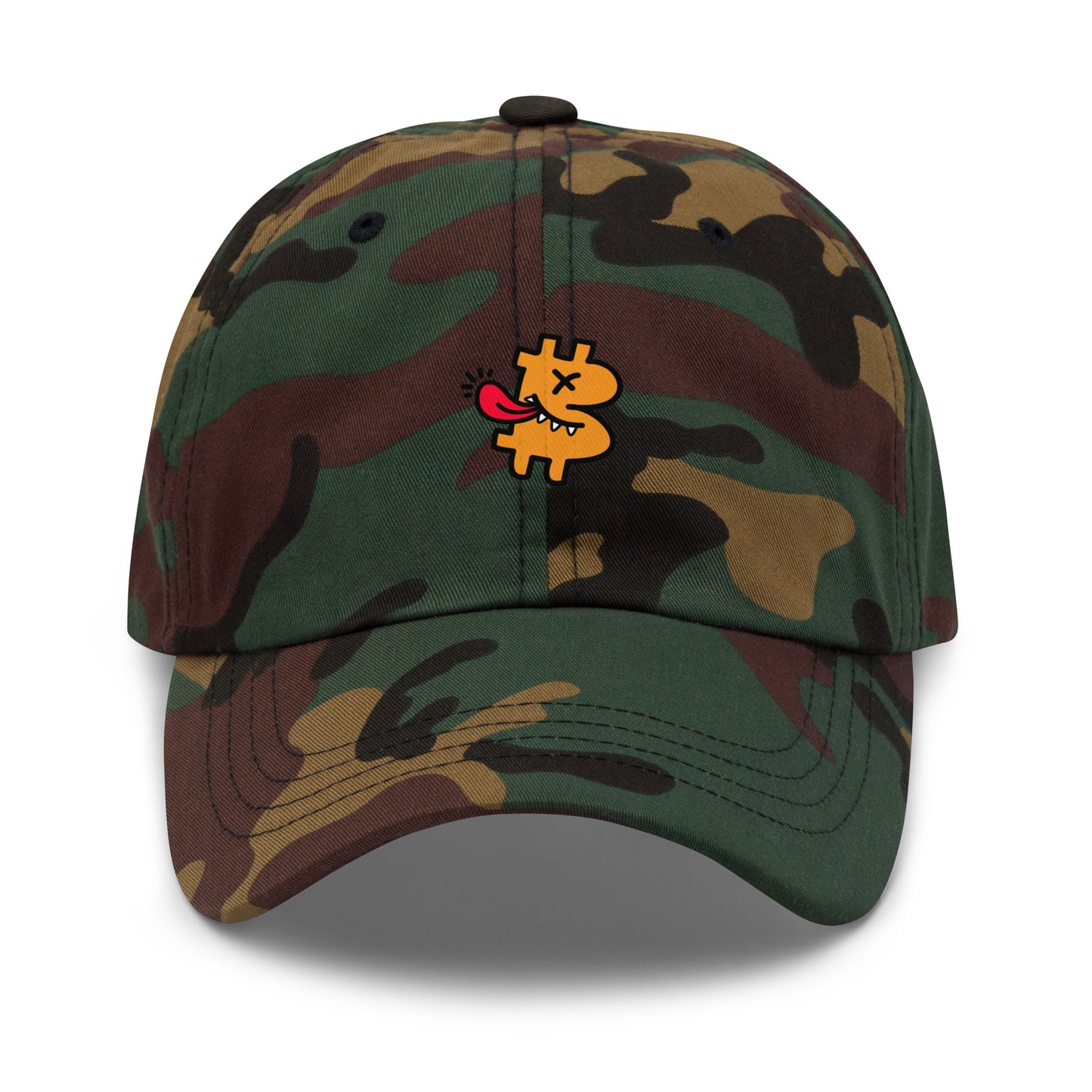 bitcoin hat - be funny - front view - camo