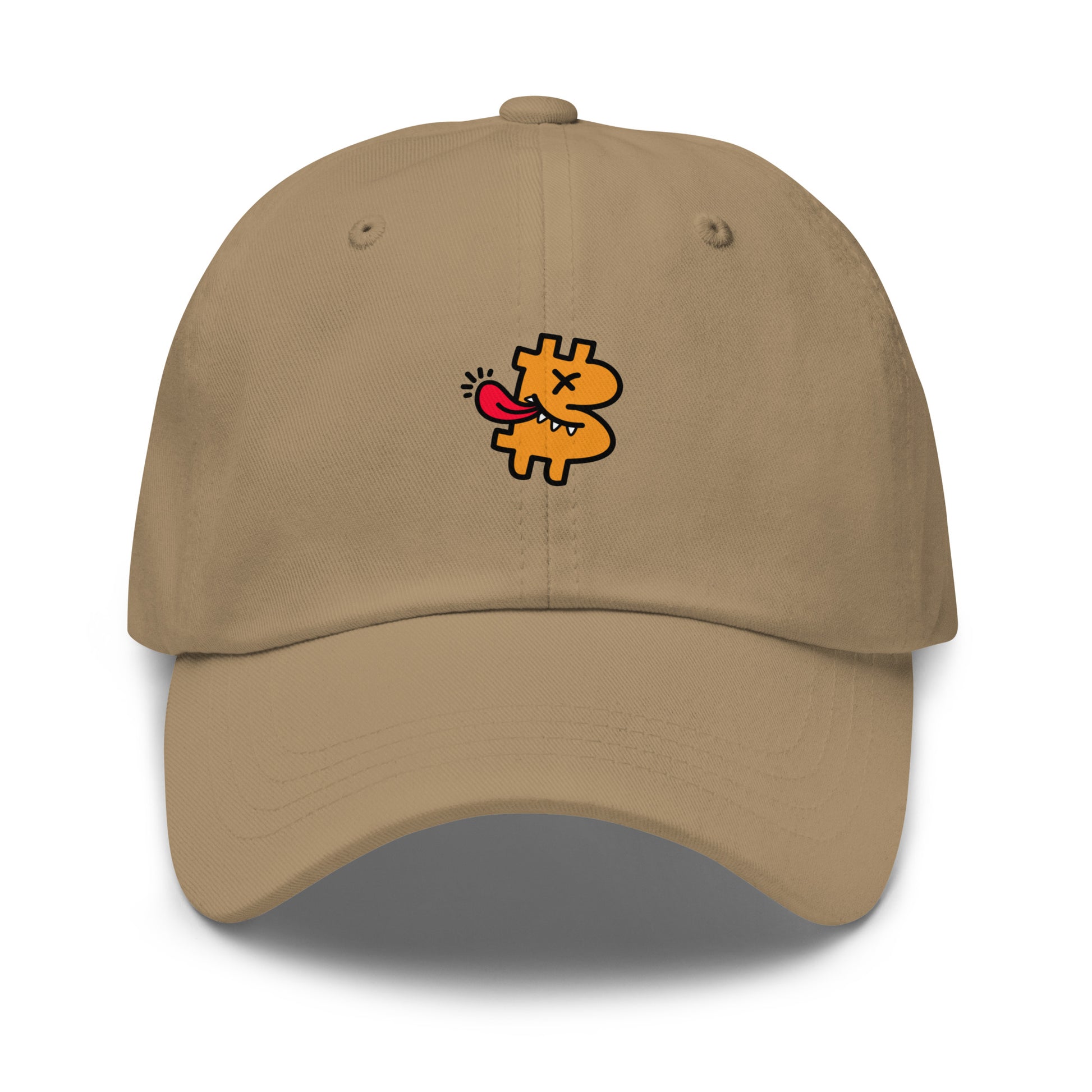 bitcoin hat - be funny - front view - khaki