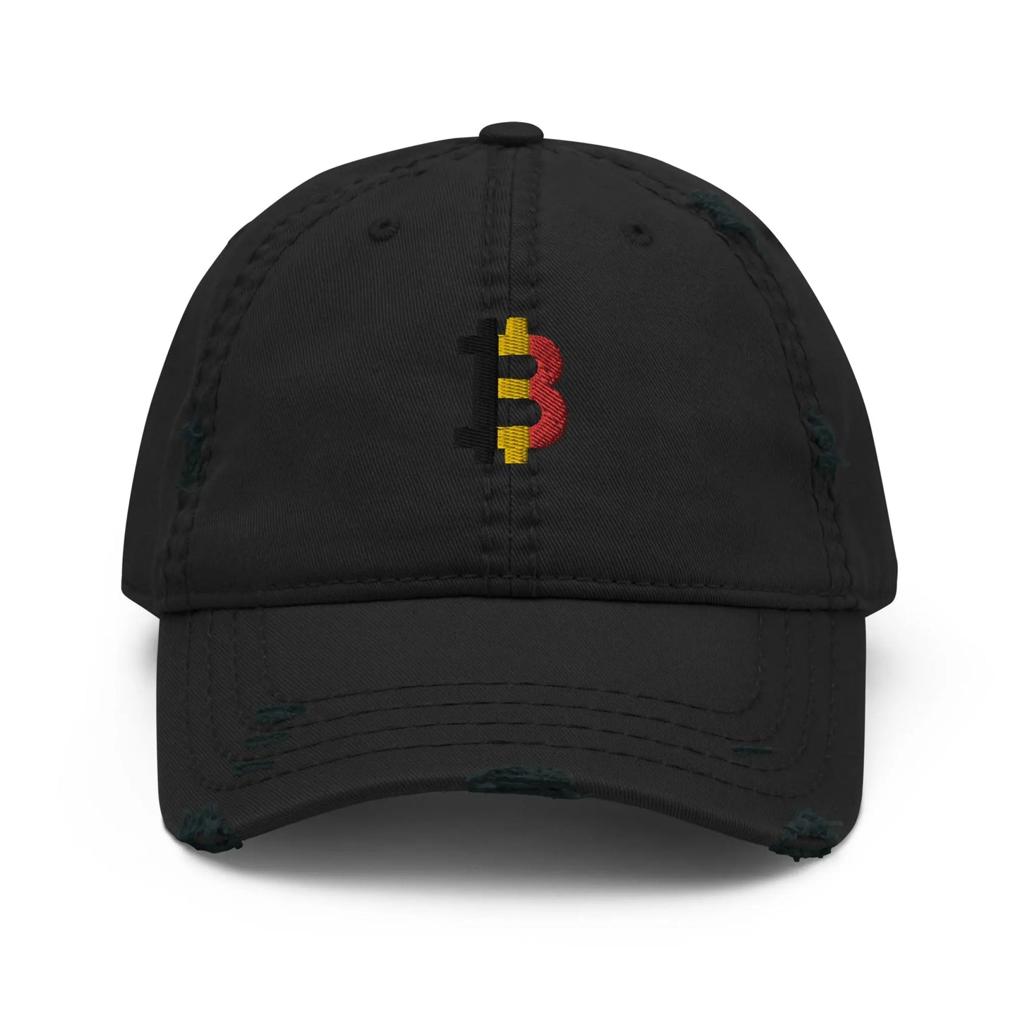 bitcoin hat - belgian bitcoin flag embroidery - front view - black