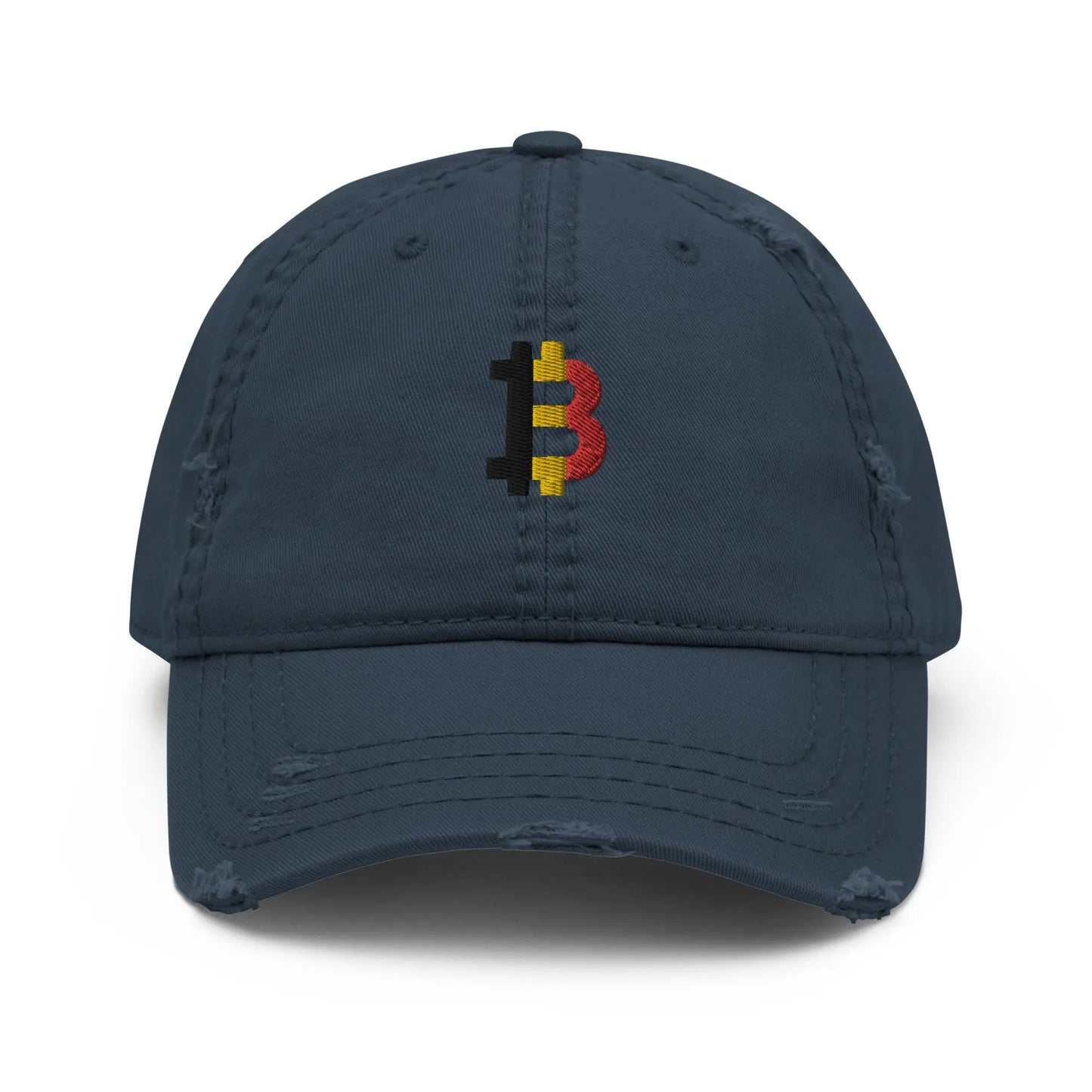 bitcoin hat - belgian bitcoin flag embroidery - front view - navy