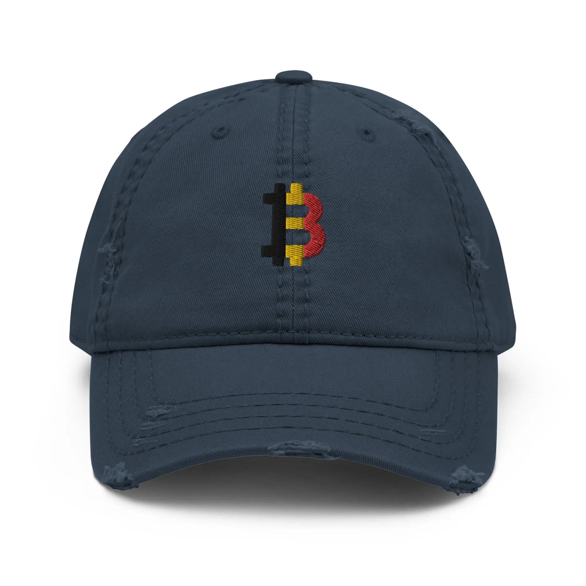 bitcoin hat - belgian bitcoin flag embroidery - front view - navy
