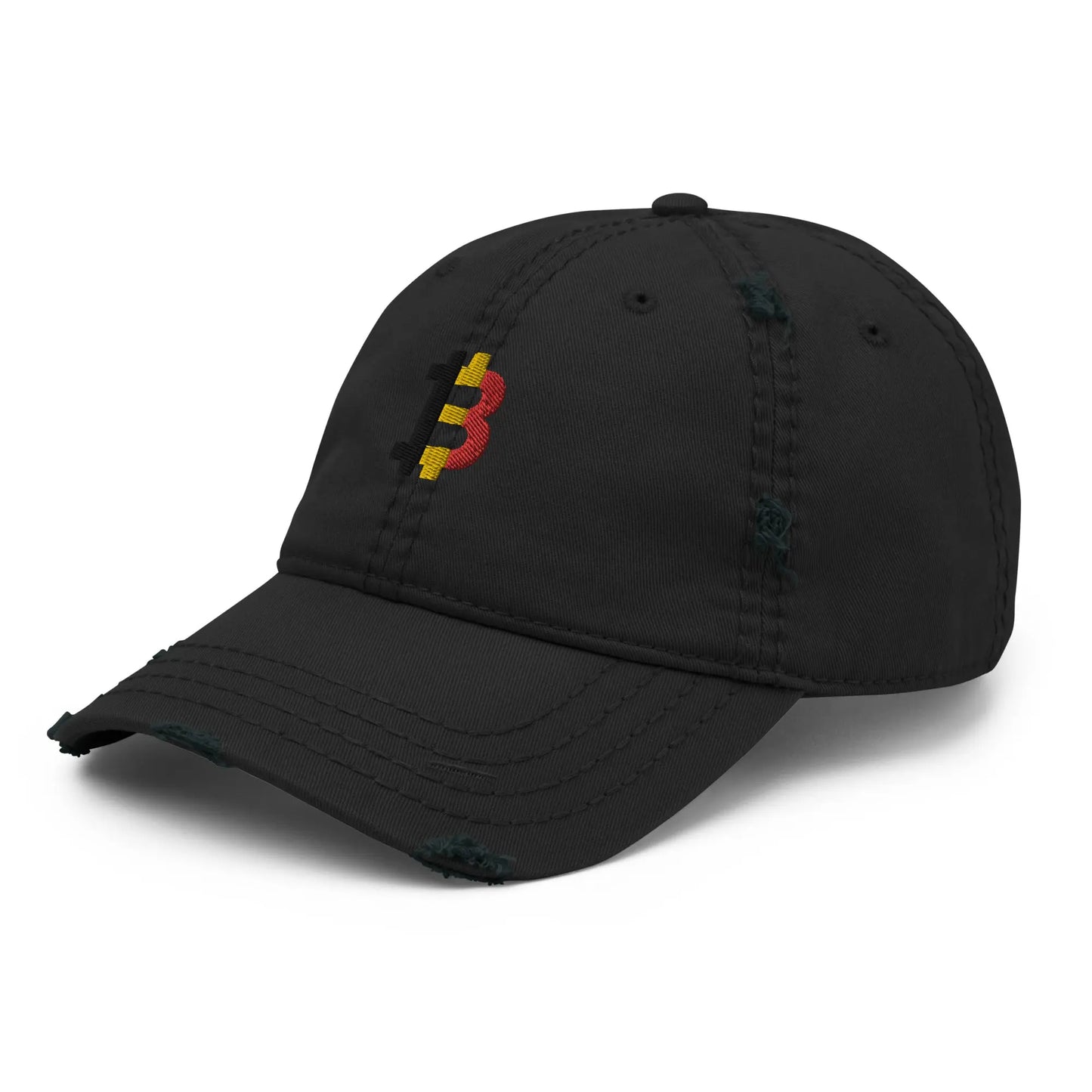 bitcoin hat - belgian bitcoin flag embroidery - left front view - black
