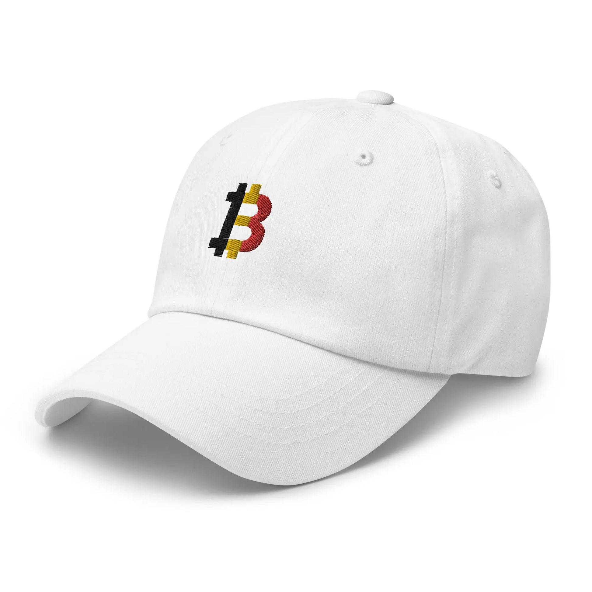 bitcoin hat - belgium bitcoin flag - angled view - white