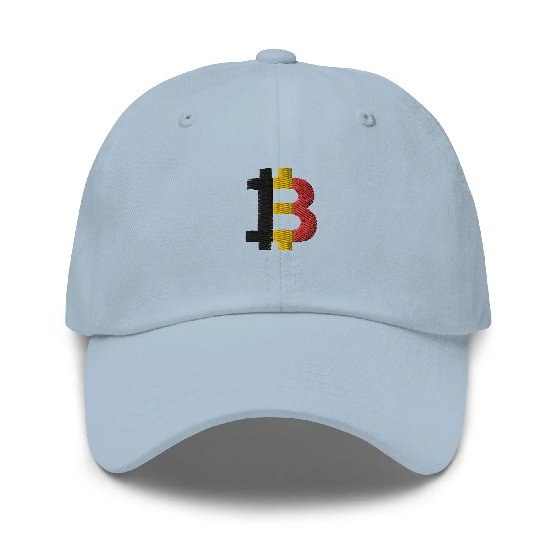 bitcoin hat - belgium bitcoin flag - front view - light blue
