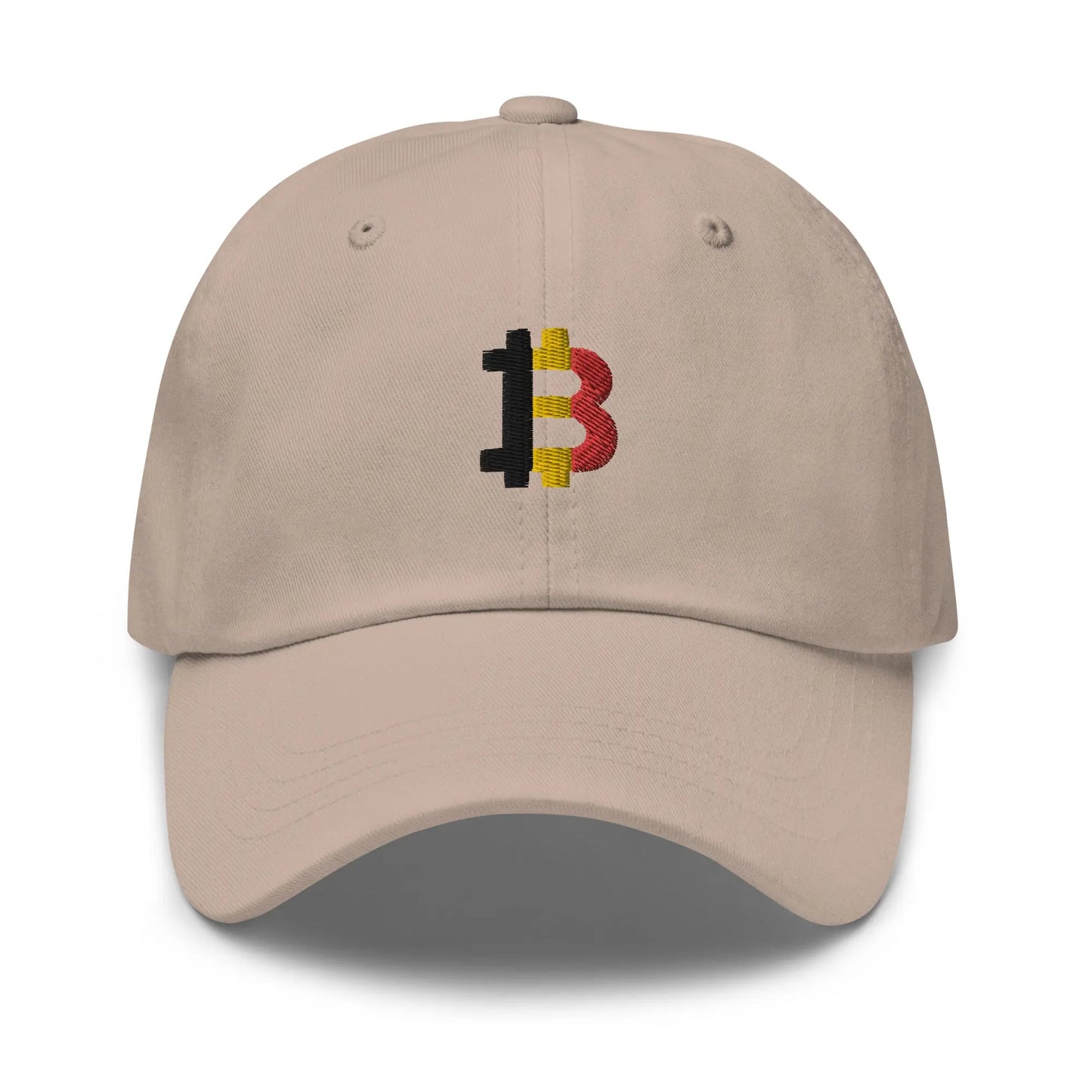 bitcoin hat - belgium bitcoin flag - front view - stone