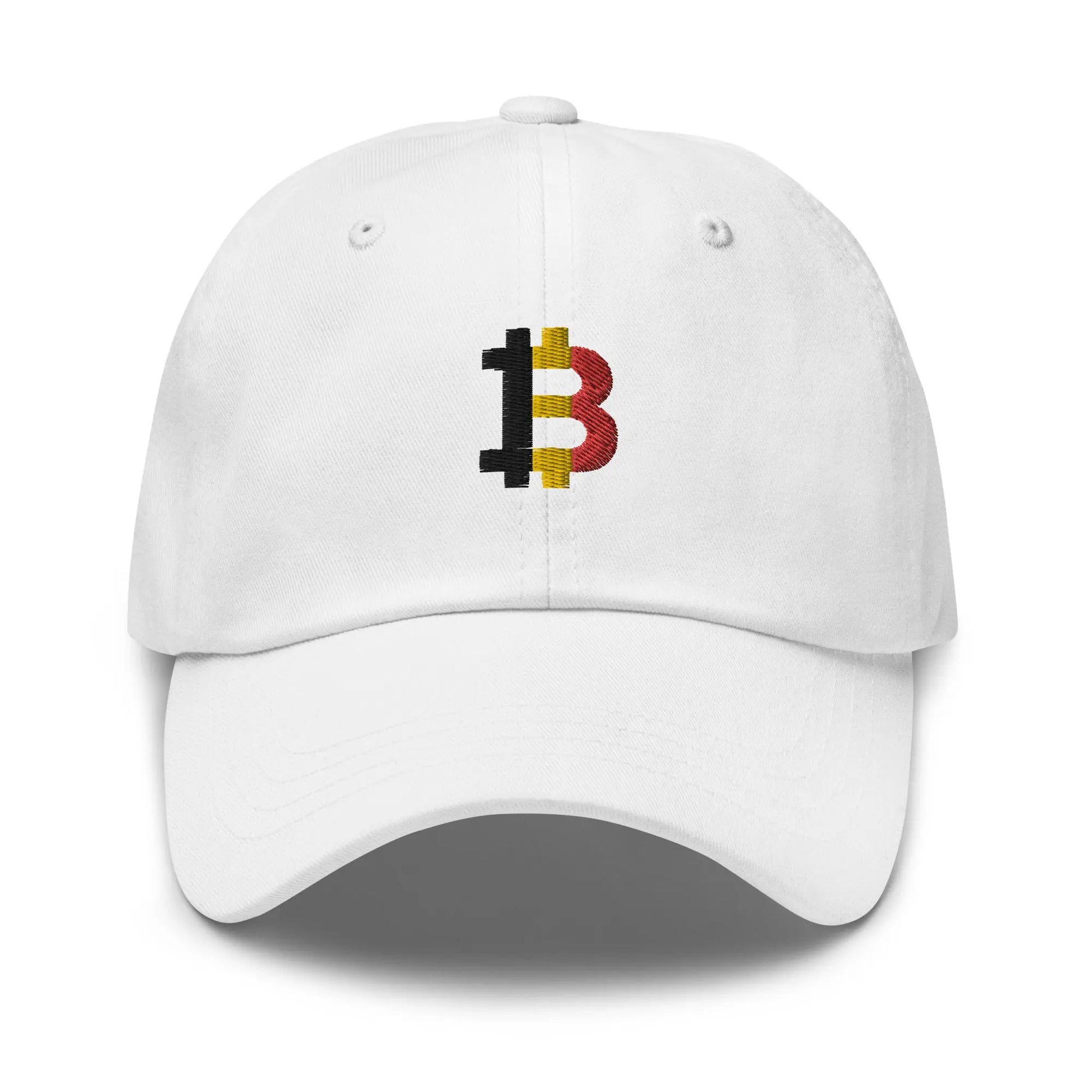 bitcoin hat - belgium bitcoin flag - front view - white