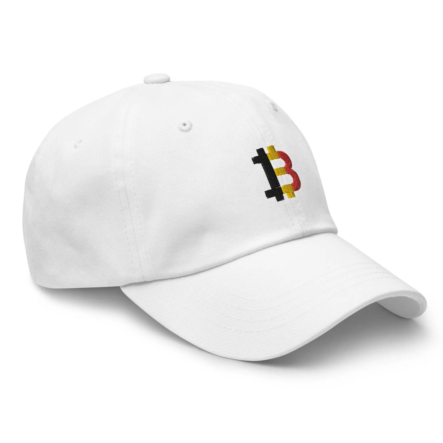 bitcoin hat - belgium bitcoin flag - side view - white