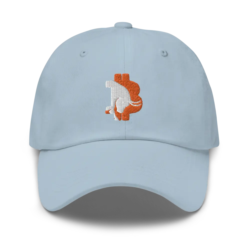 bitcoin hat - bitcoin bull design - front embroidery - light blue