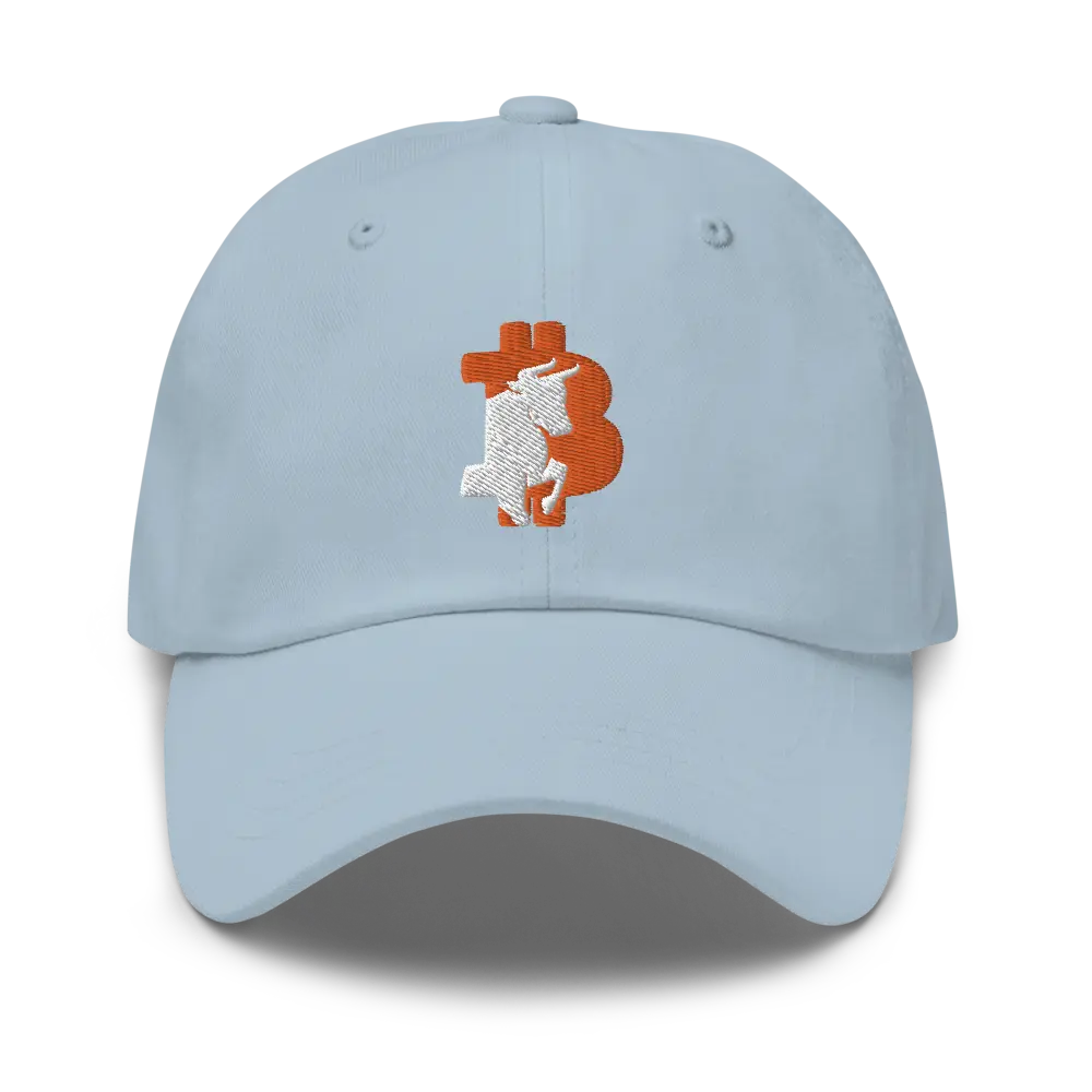 bitcoin hat - bitcoin bull - front view - light blue