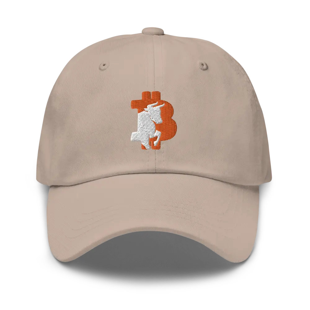 bitcoin hat - bitcoin bull - front view - stone