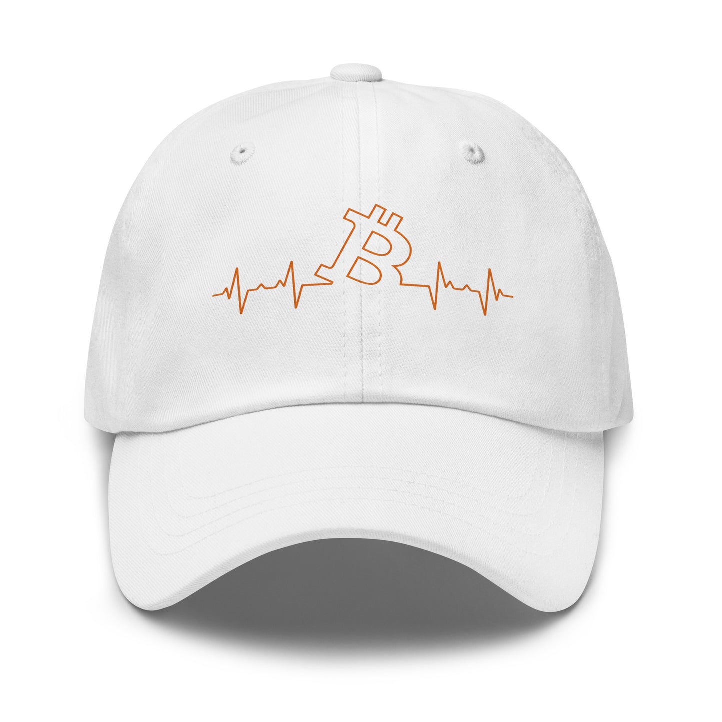 bitcoin hat - bitcoin heart beat - front view - white