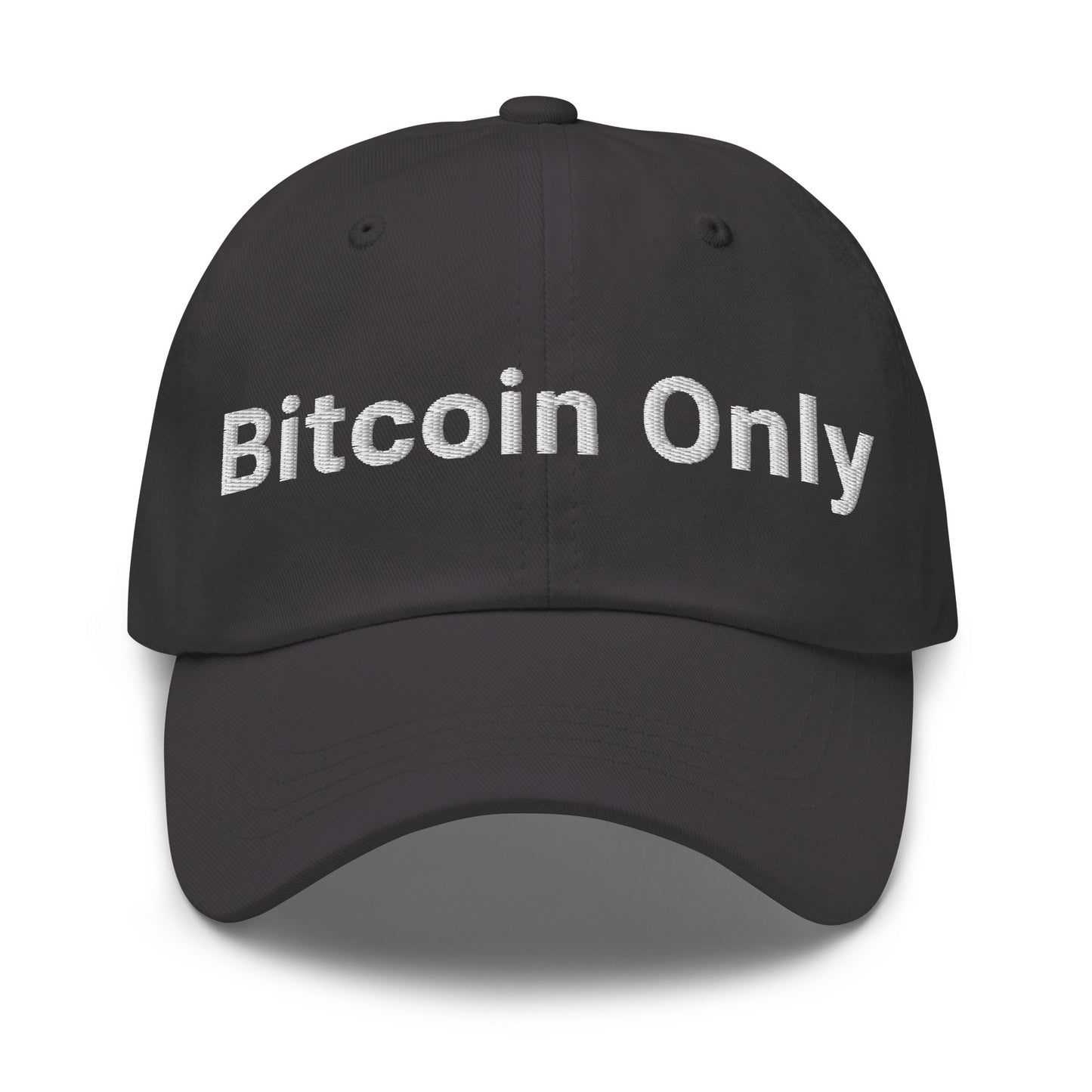 bitcoin hat - bitcoin only - front view - grey