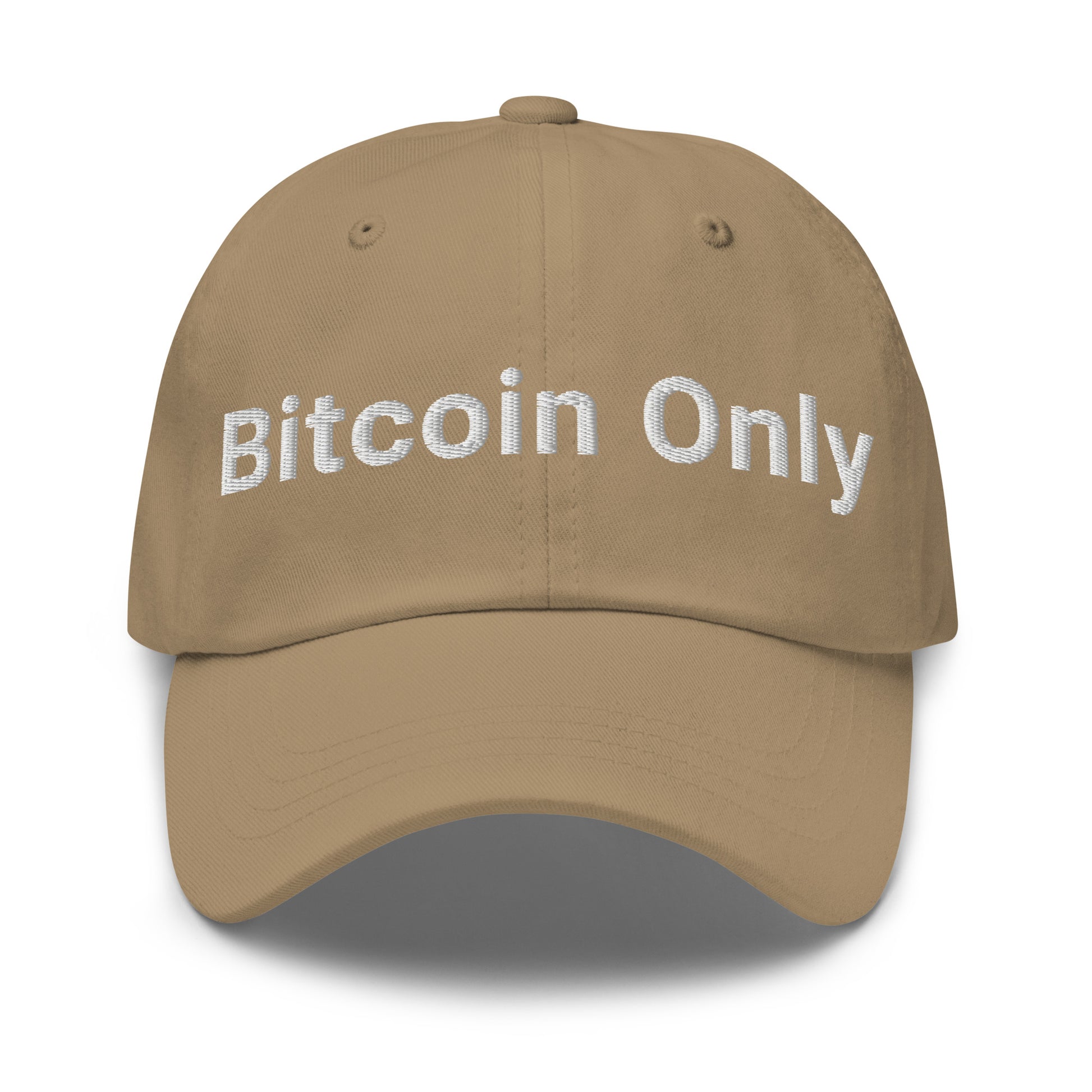 bitcoin hat - bitcoin only - front view - khaki