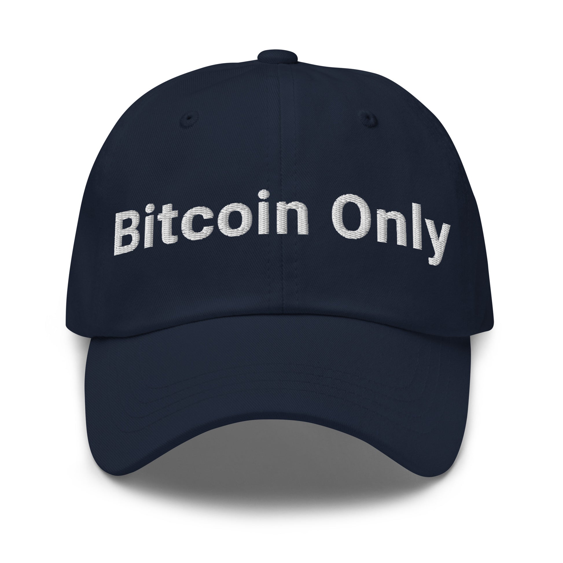 bitcoin hat - bitcoin only - front view - navy