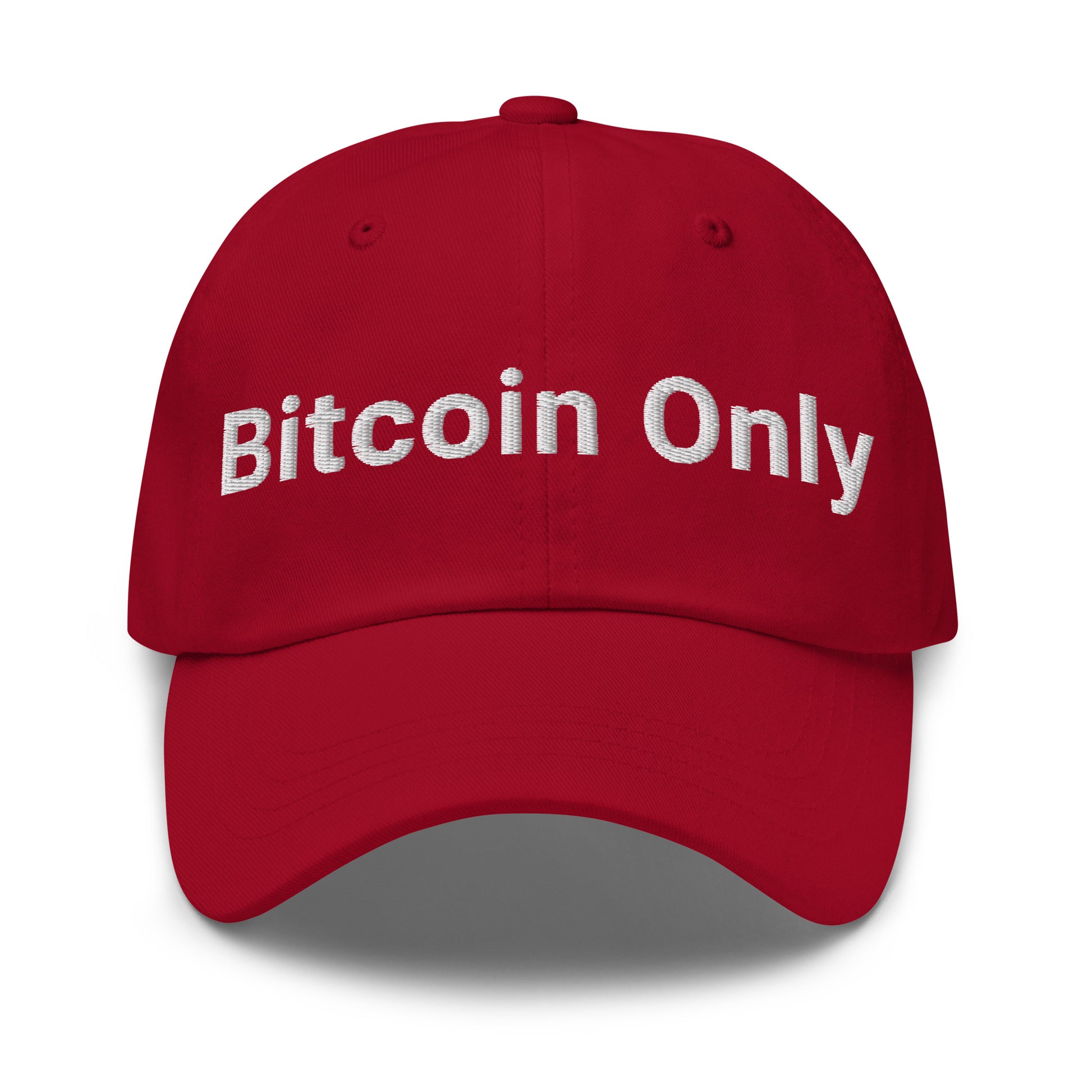 bitcoin hat - bitcoin only - front view - red