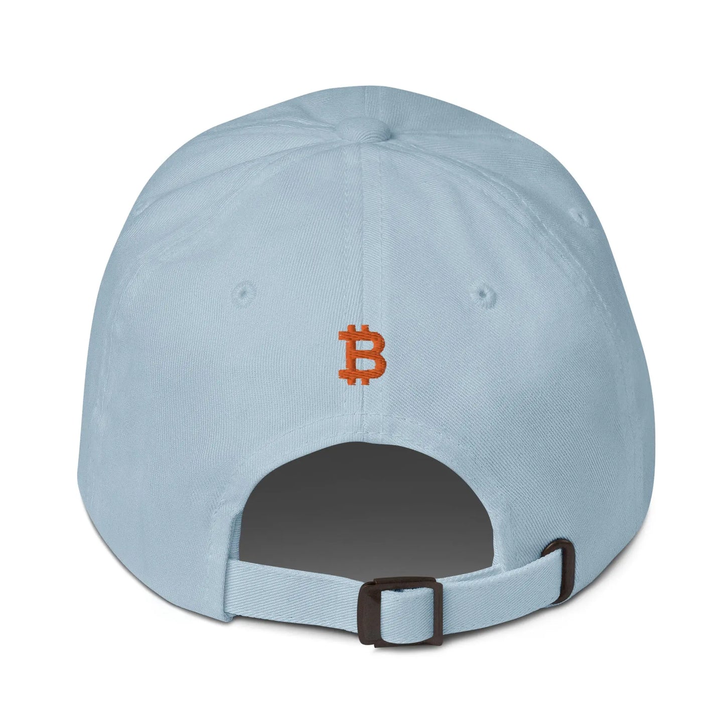 bitcoin hat - bitcoin symbol back embroidery - back view - light blue