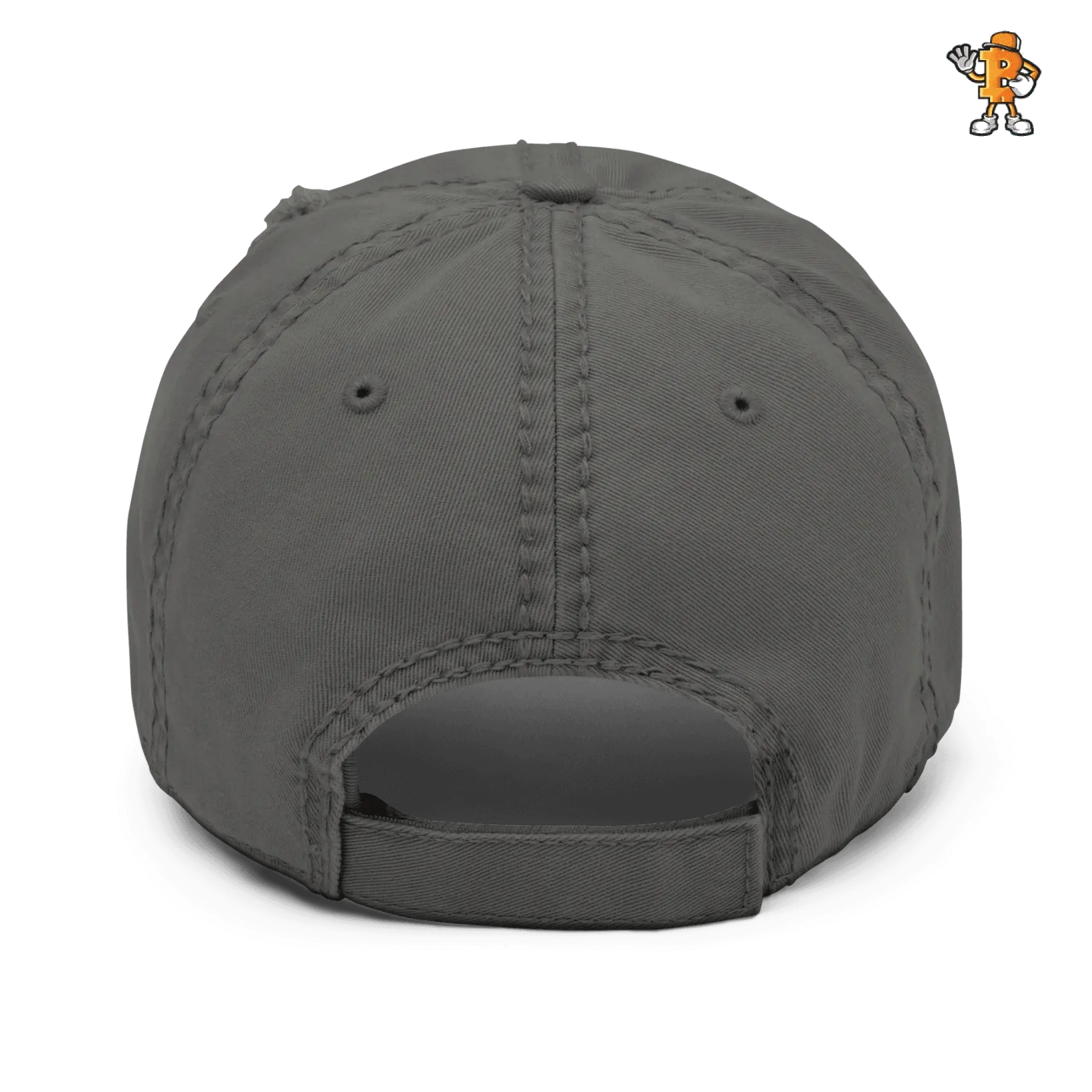 bitcoin hat - bitcoin symbol - back view - orange embroidery - grey