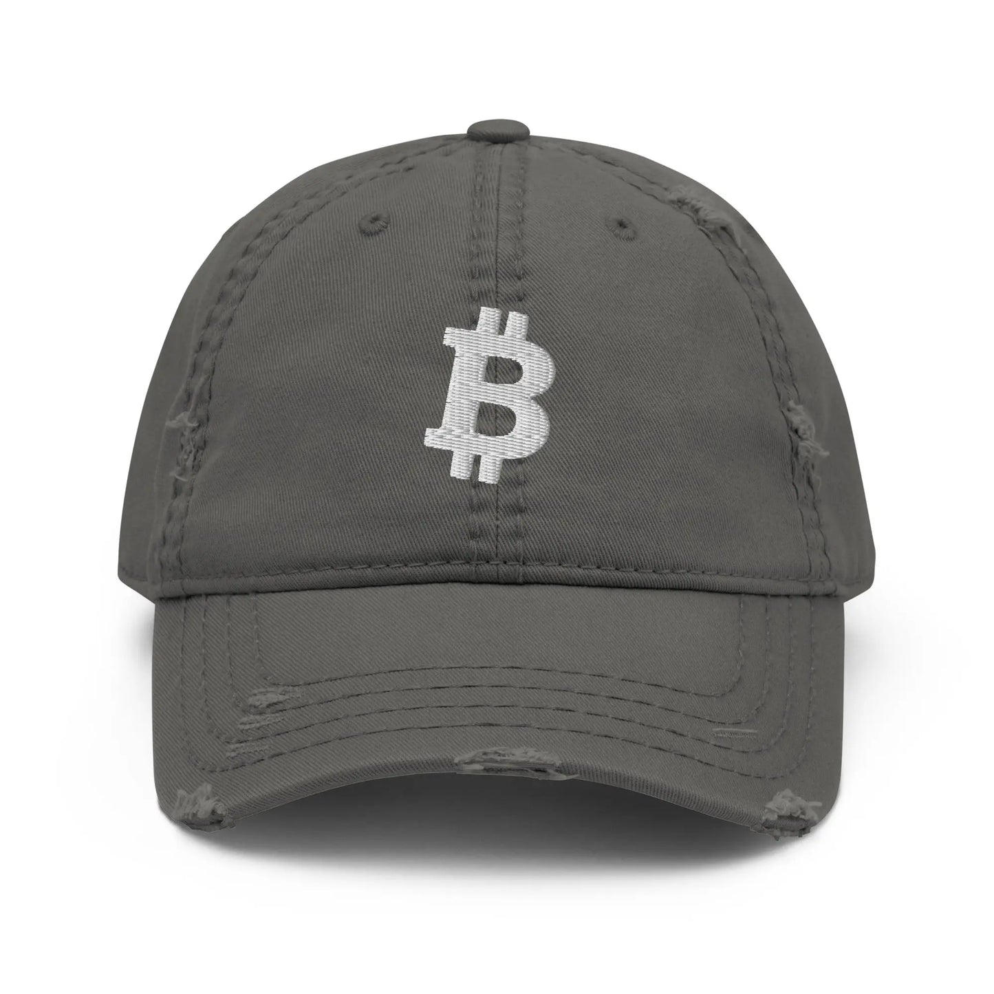 bitcoin hat - bitcoin symbol - front view - grey