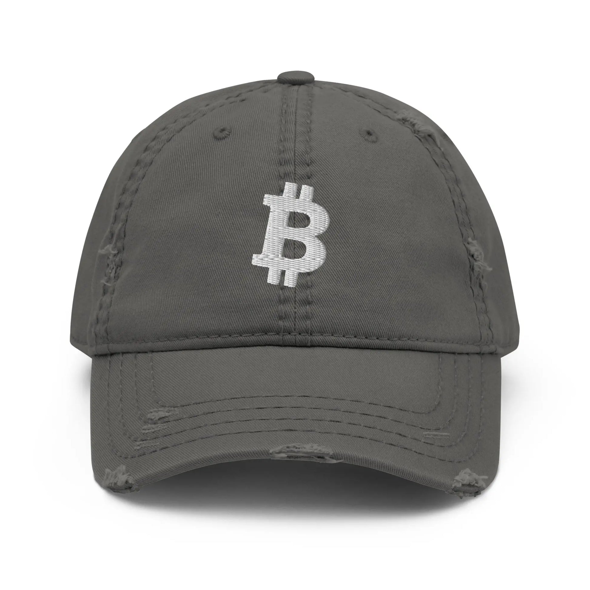 bitcoin hat - bitcoin symbol - front view - grey