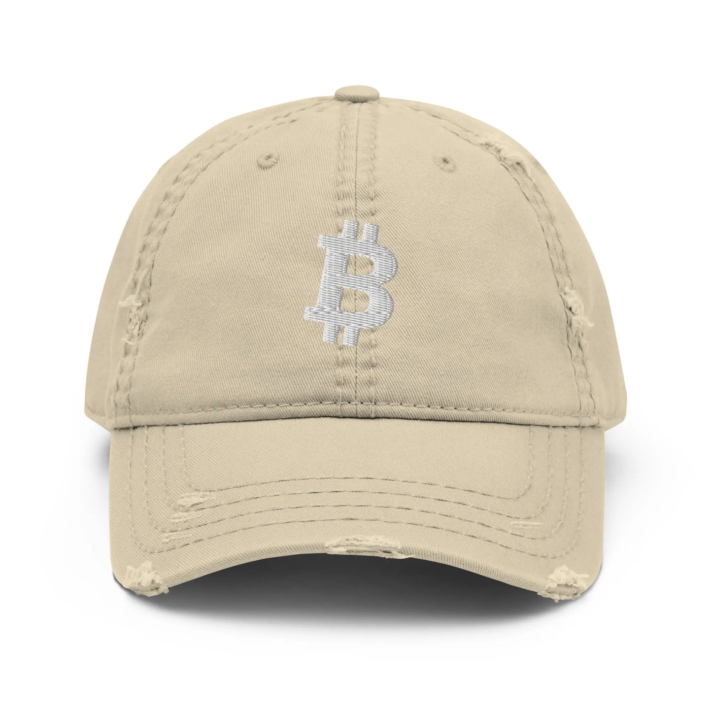bitcoin hat - bitcoin symbol - front view - khaki
