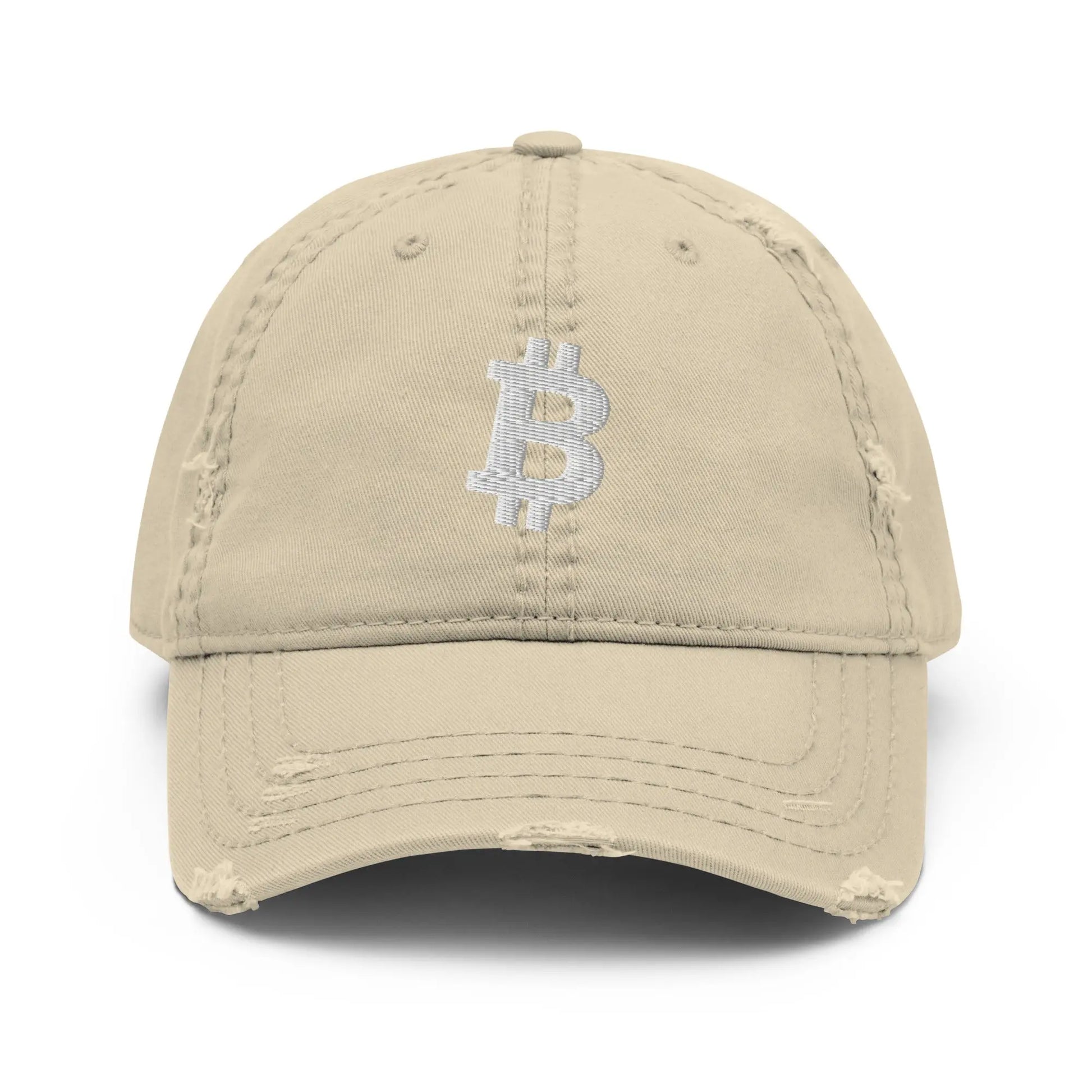bitcoin hat - bitcoin symbol - front view - khaki
