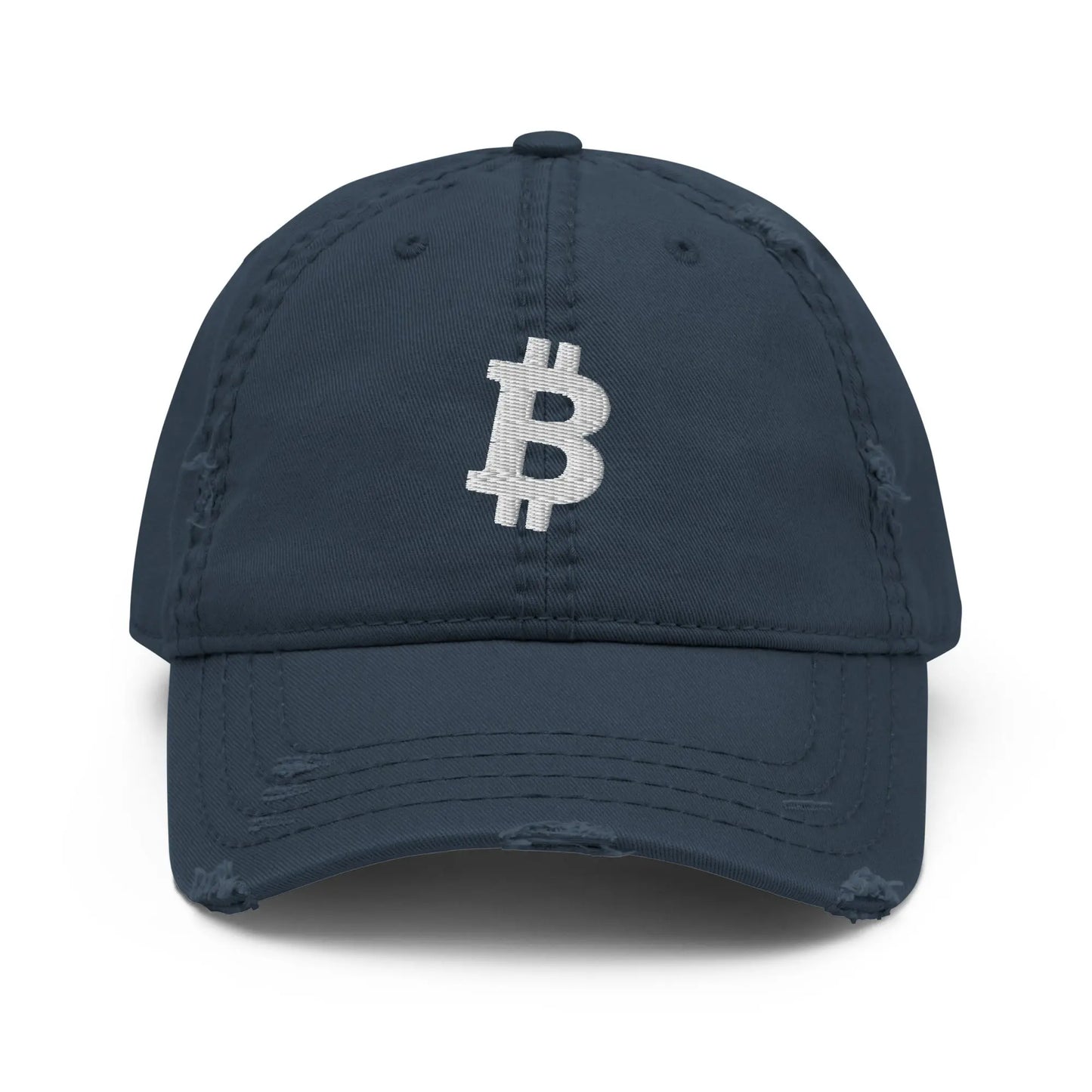 bitcoin hat - bitcoin symbol - front view - navy