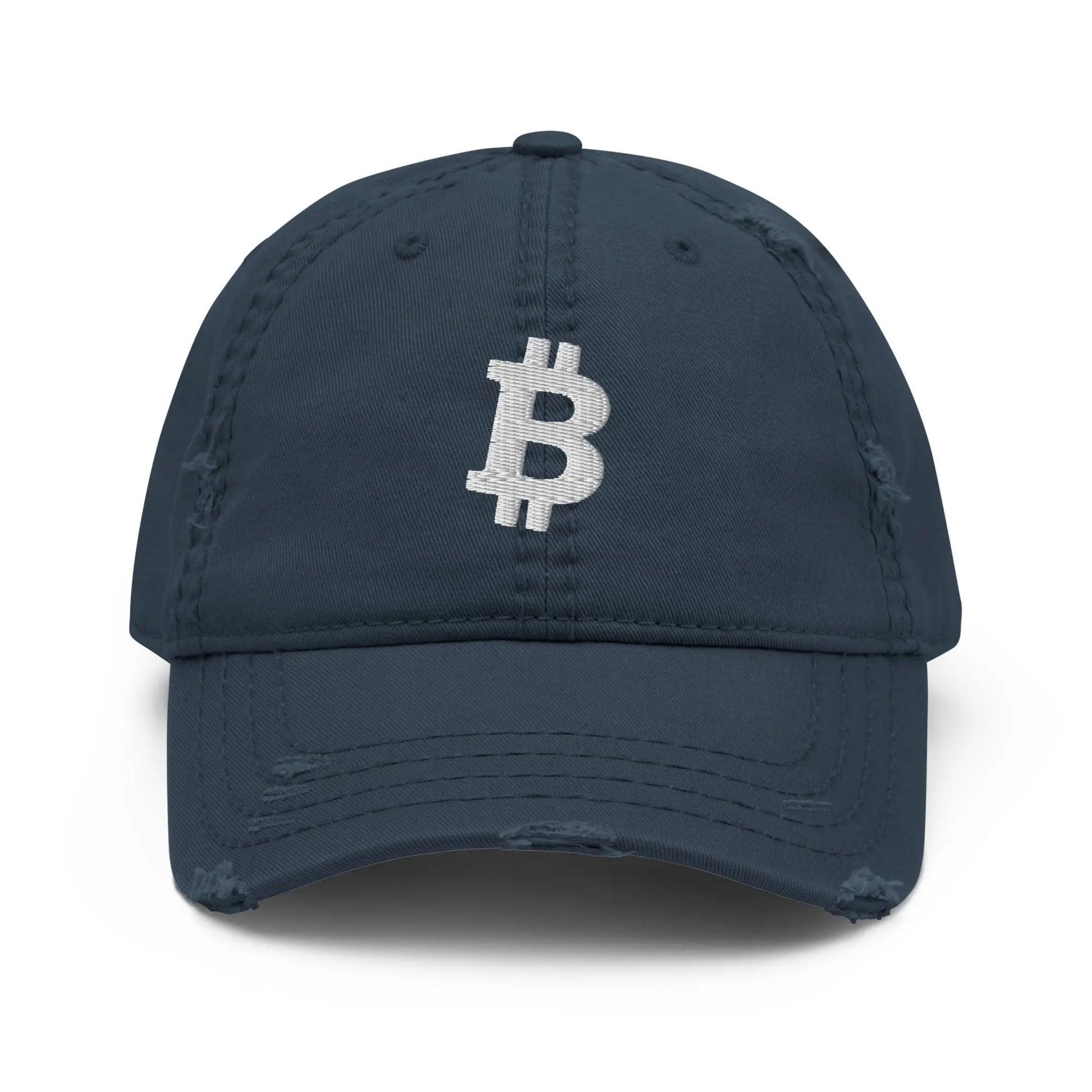 bitcoin hat - bitcoin symbol - front view - navy