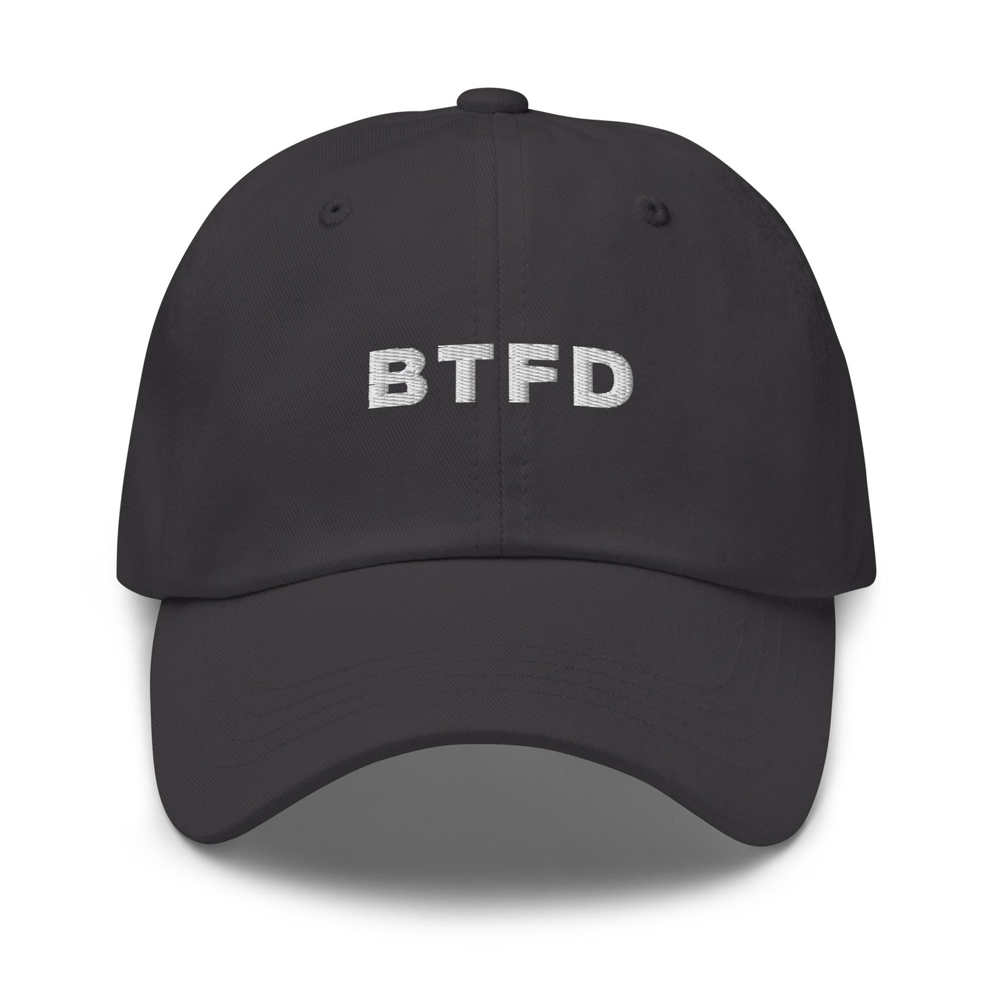 bitcoin hat - btfd - front view - grey