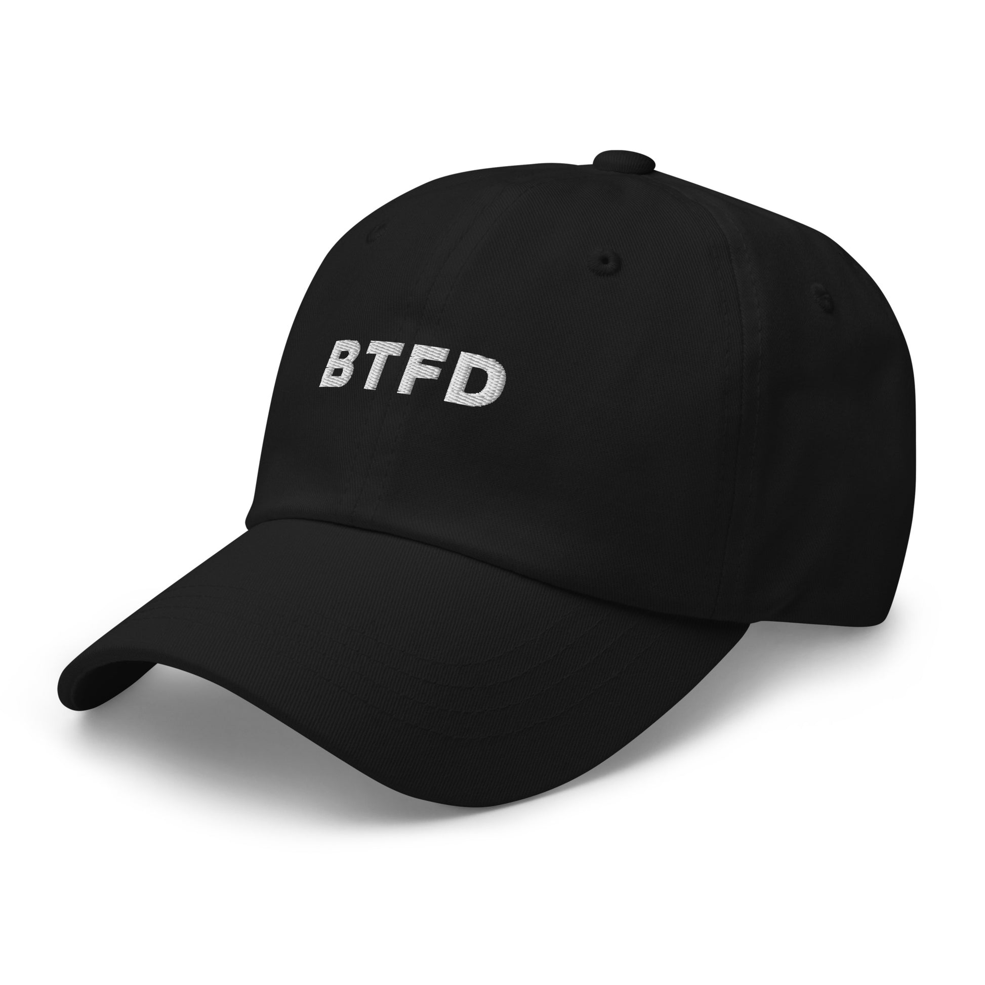 bitcoin hat - btfd - side view left - black