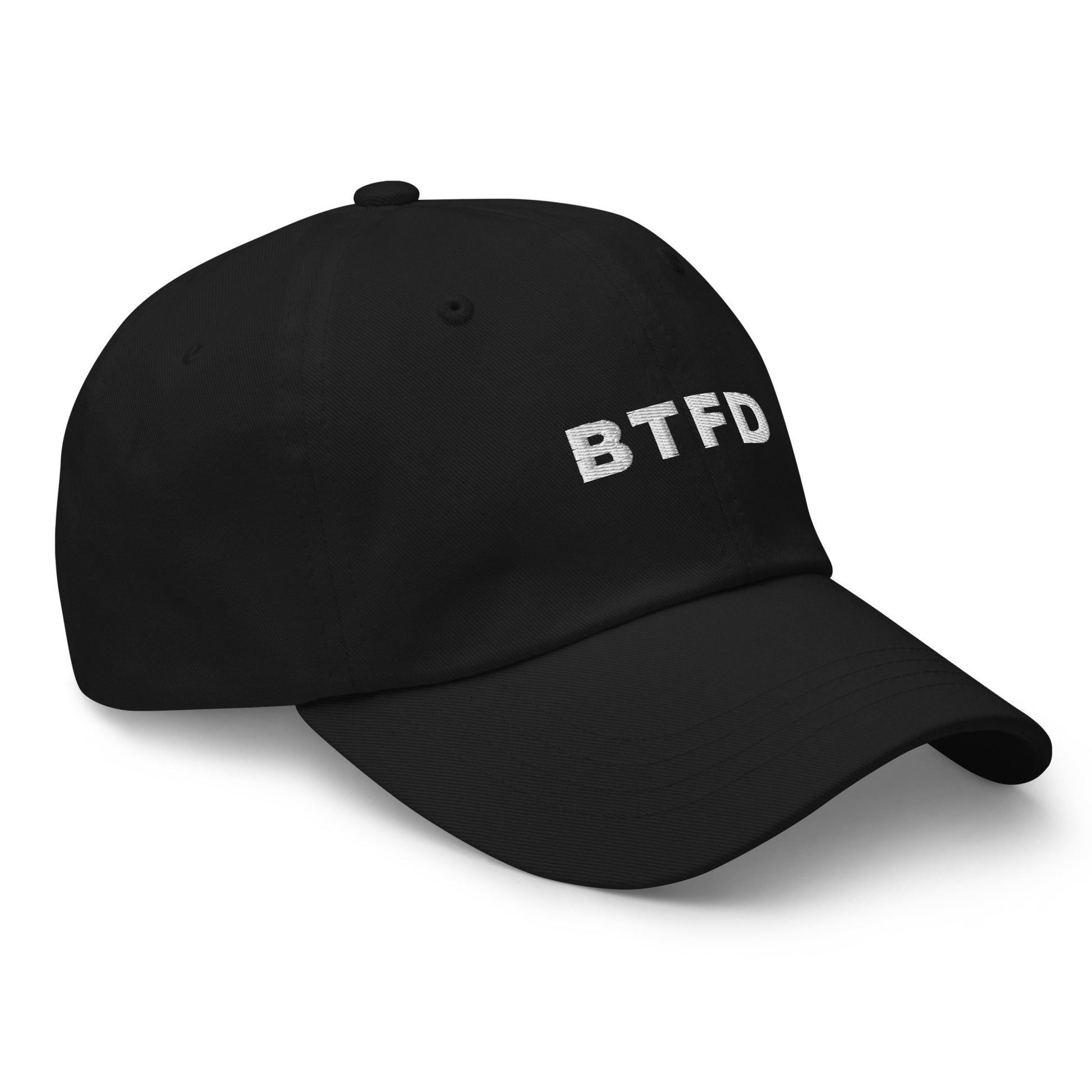 bitcoin hat - btfd - side view right - black