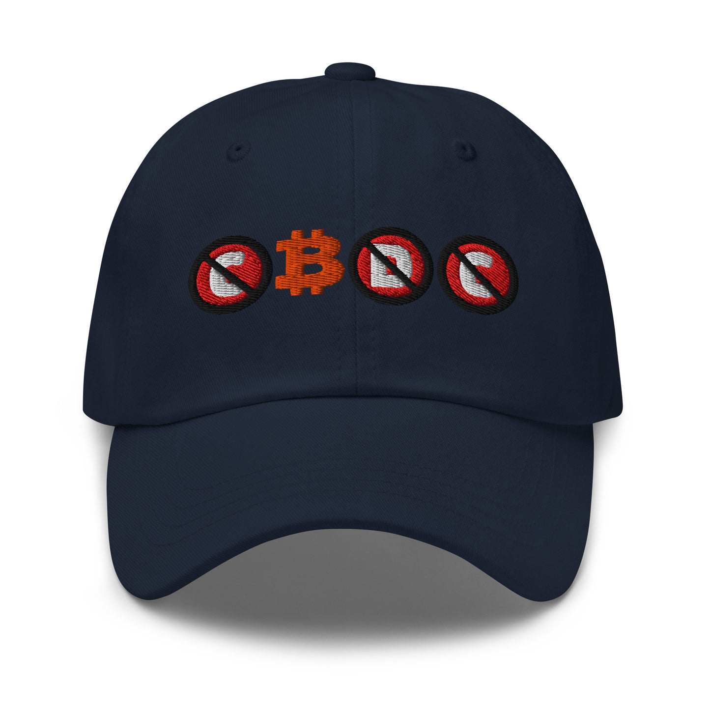 bitcoin hat - cbdc - front view - navy blue