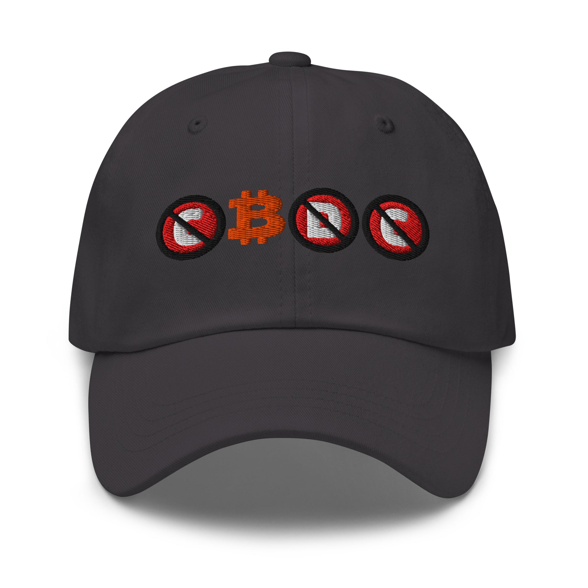 bitcoin hat - cbdc - front view - grey
