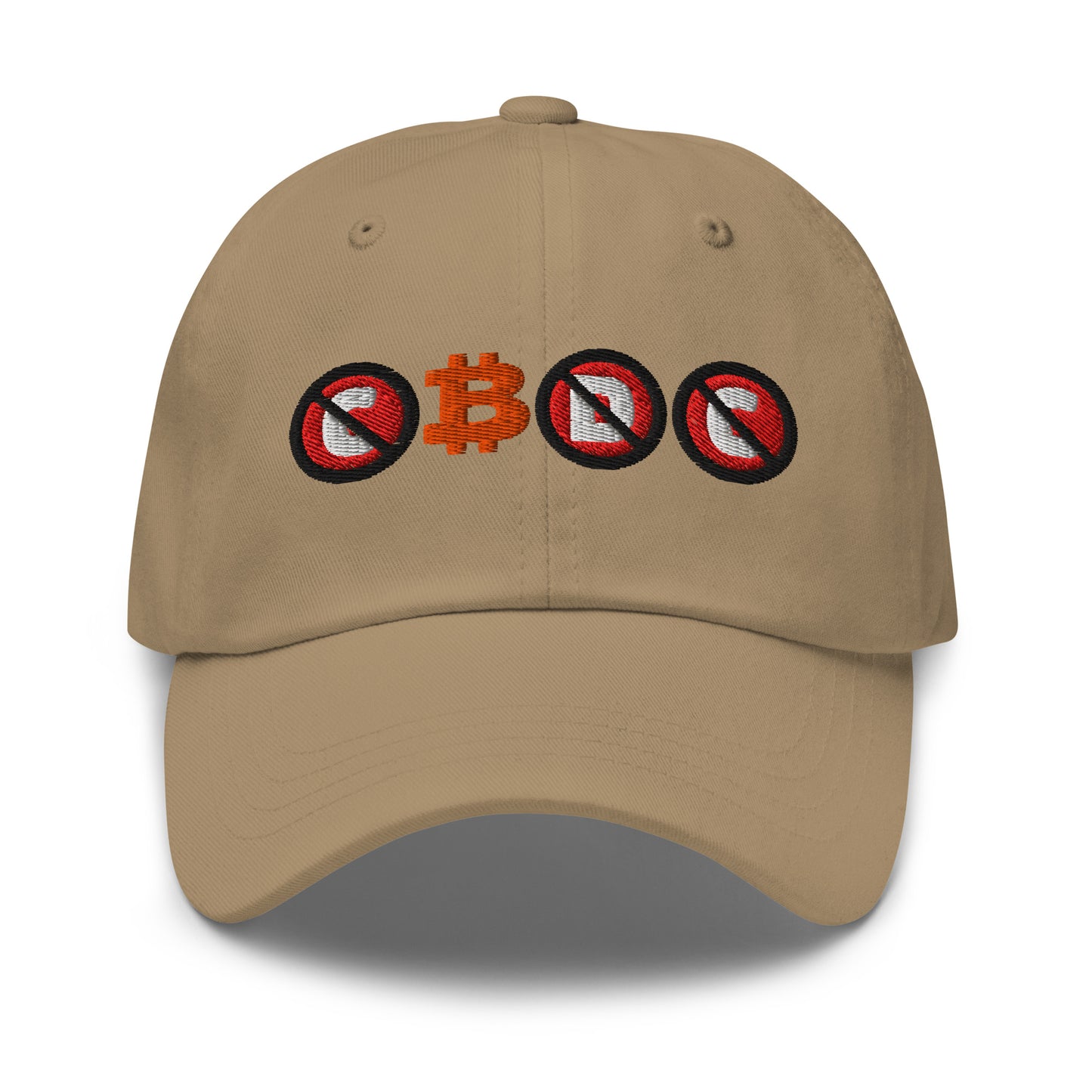 bitcoin hat - cbdc - front view - khaki