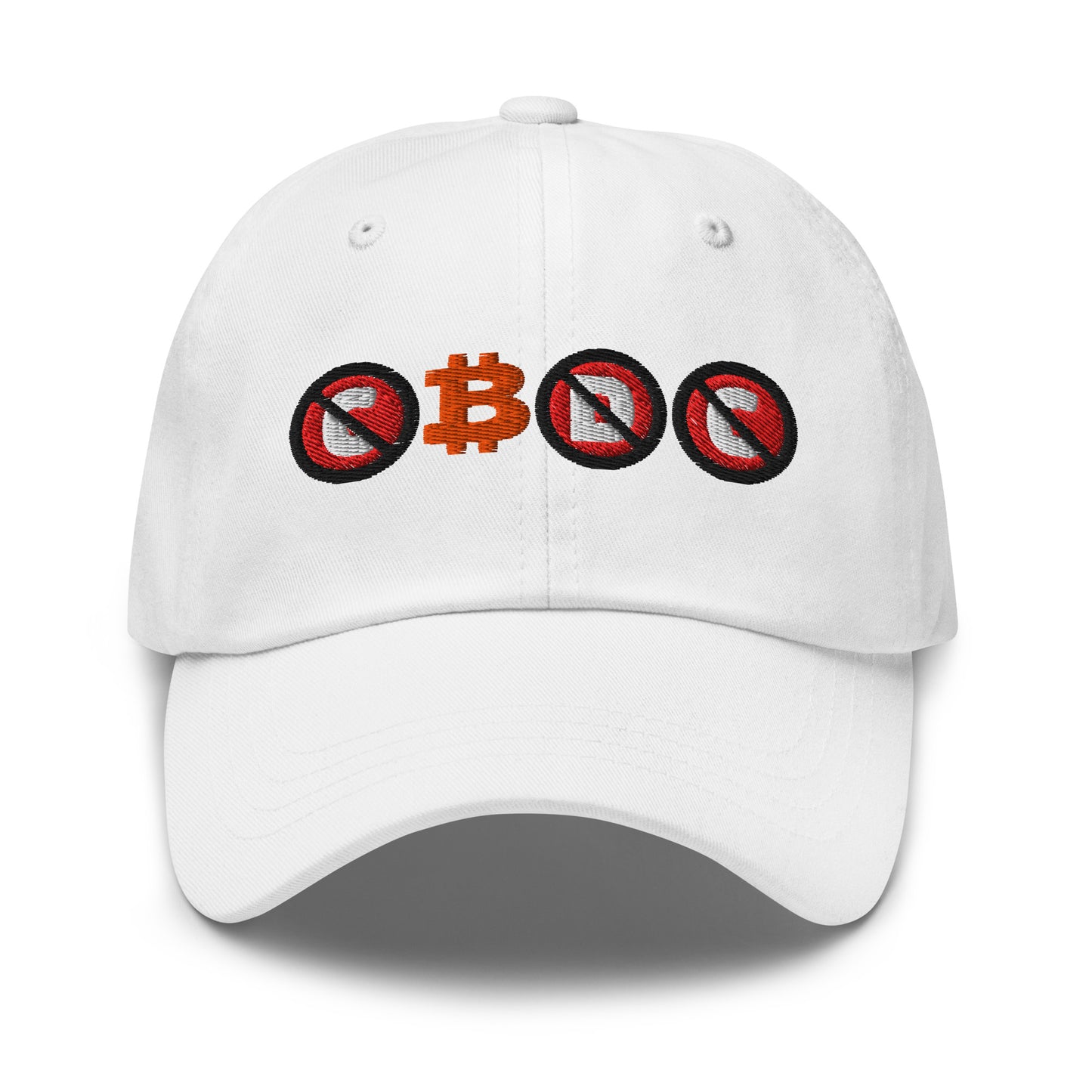 bitcoin hat - cbdc - front view - white