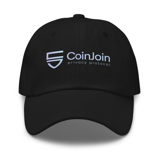 bitcoin hat - coinjoin privacy protocol - front view - black