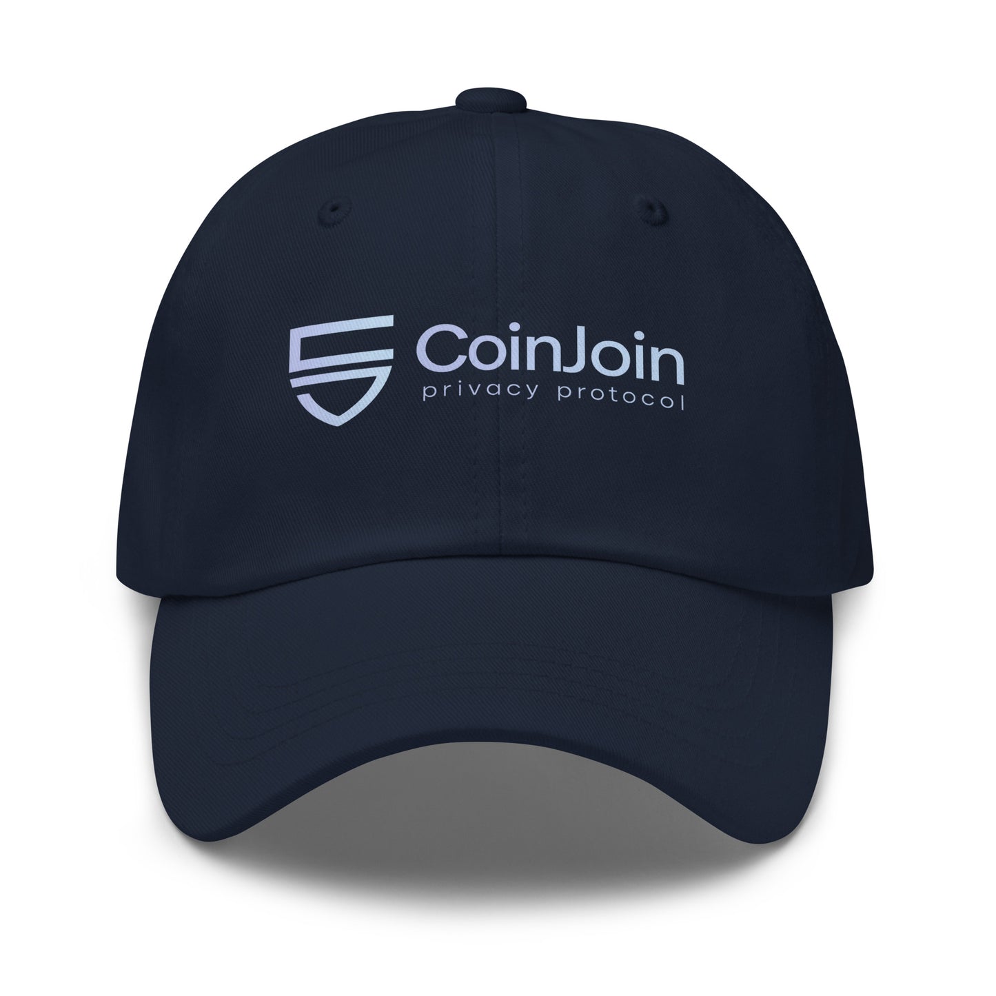 bitcoin hat - coinjoin privacy protocol - front view - navy